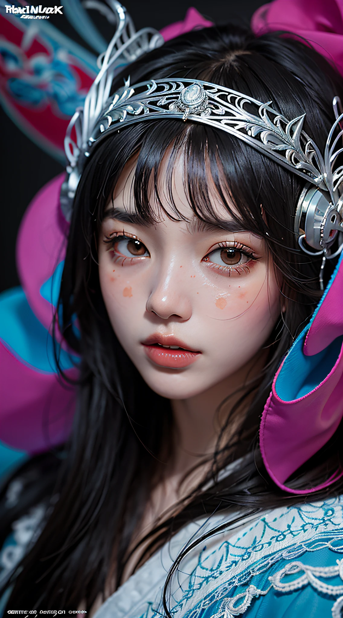 official art, unity 8k wallpaper, ultra detailed, beautiful and aesthetic, masterpiece, best quality,  (close up, face focus:1.2), (zentangle, mandala, tangle, entangle), (fractal art:1.3) , 1girl, extremely detailed,  dynamic angle, the most beautiful form of chaos, elegant, a brutalist designed, vivid colours, romanticism, by james jean, roby dwi antono, ross tran, francis bacon, michal mraz, adrian ghenie, petra cortright, gerhard richter, takato yamamoto, ashley wood, atmospheric, ecstasy of musical notes, streaming musical notes visible,