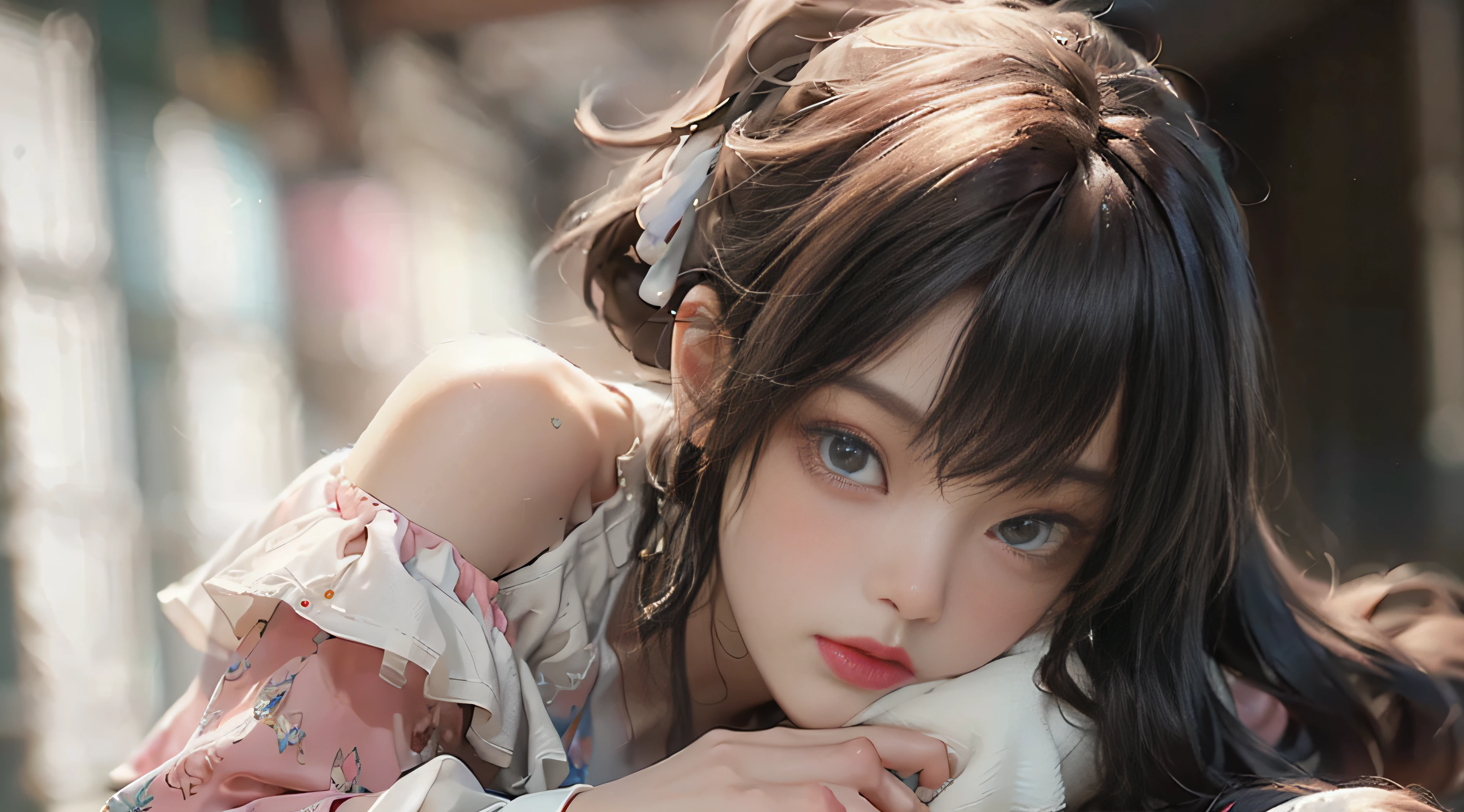 ((Best Quality)), ((Masterpiece)), (Detail: 1.4), 3D, Beautiful Cyberpunk Female Image, HDR (High Dynamic Range), Ray Tracing, NVIDIA RTX, Super Resolution, Unreal 5, Subsurface Scattering, PBR Texture, Post-Processing, Anisotropic Filtering, Depth of Field, Maximum Sharpness and Sharpness, Multi-layer Texture, Albedo and Highlight Mapping, Surface Coloring, Mitsu-Accurate Simulation of Material Interactions, Perfect Proportions, Octane Rendering, Two-color Light, Large Aperture, Low ISO, white balance, regular three-point, 8K RAW, beautiful bright pupils, off-the-shoulder clothes, fine pupils, delicate face and eyes, long eyelashes, blush, delicate and fluffy hair, pink lips, pure, cute, sweet girl, artistic sense, casual wear, high-end sense