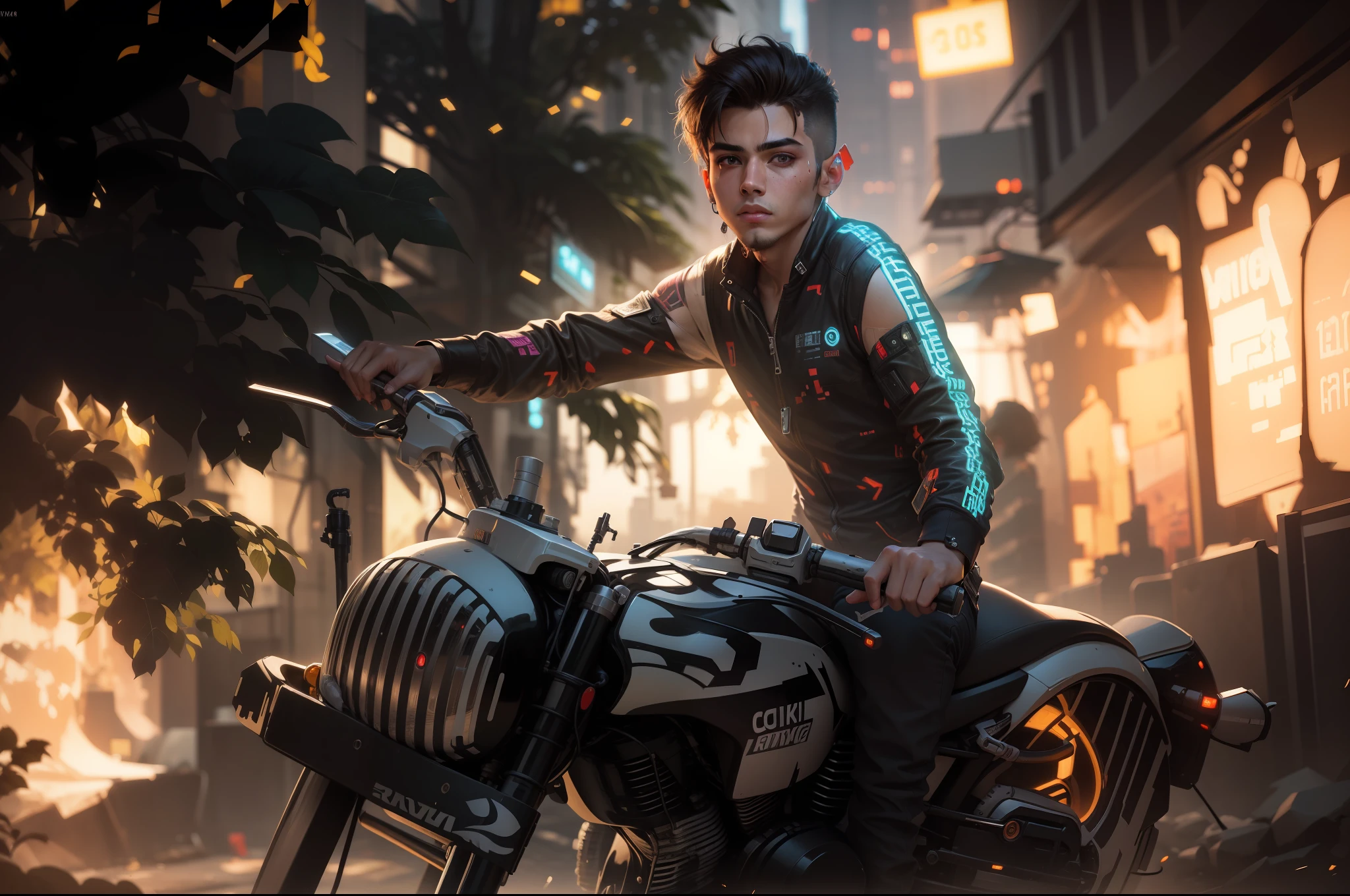 Change background cyberpunk handsome boy, reiterate