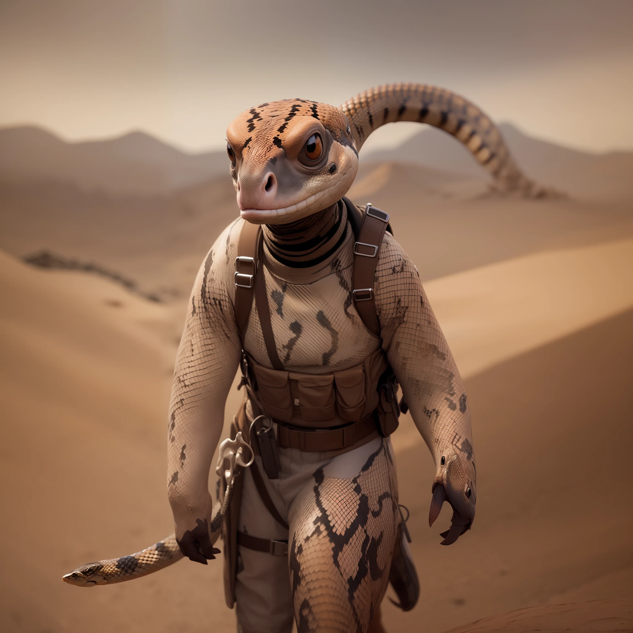 Rattlesnake in the desert. Digital painting, artstation, concept art, soft focus, sharp, illustration.