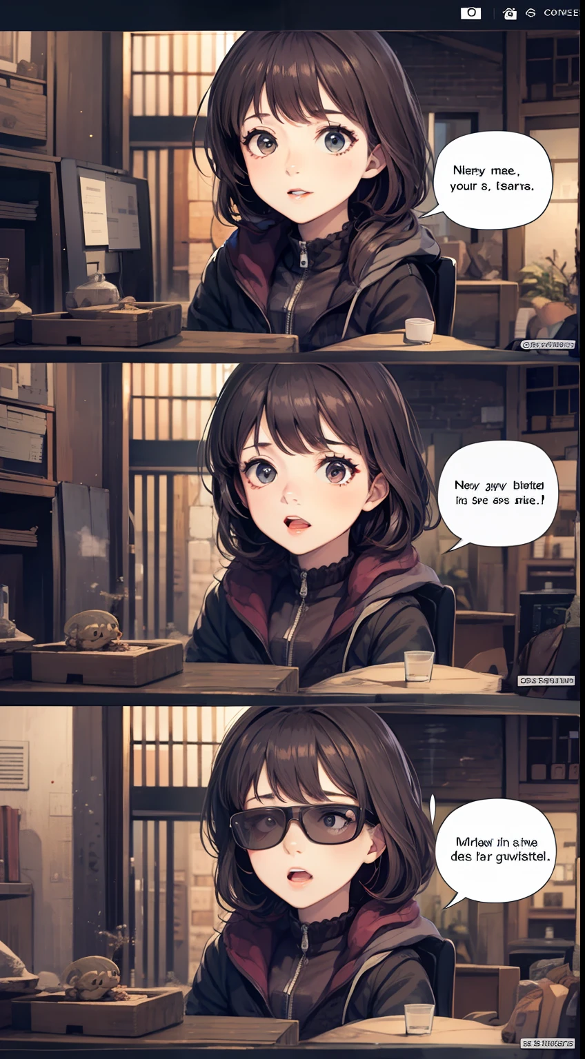 masterpiece, best quality, girl,
BREAK
koma, dialogue box, speech bubble,