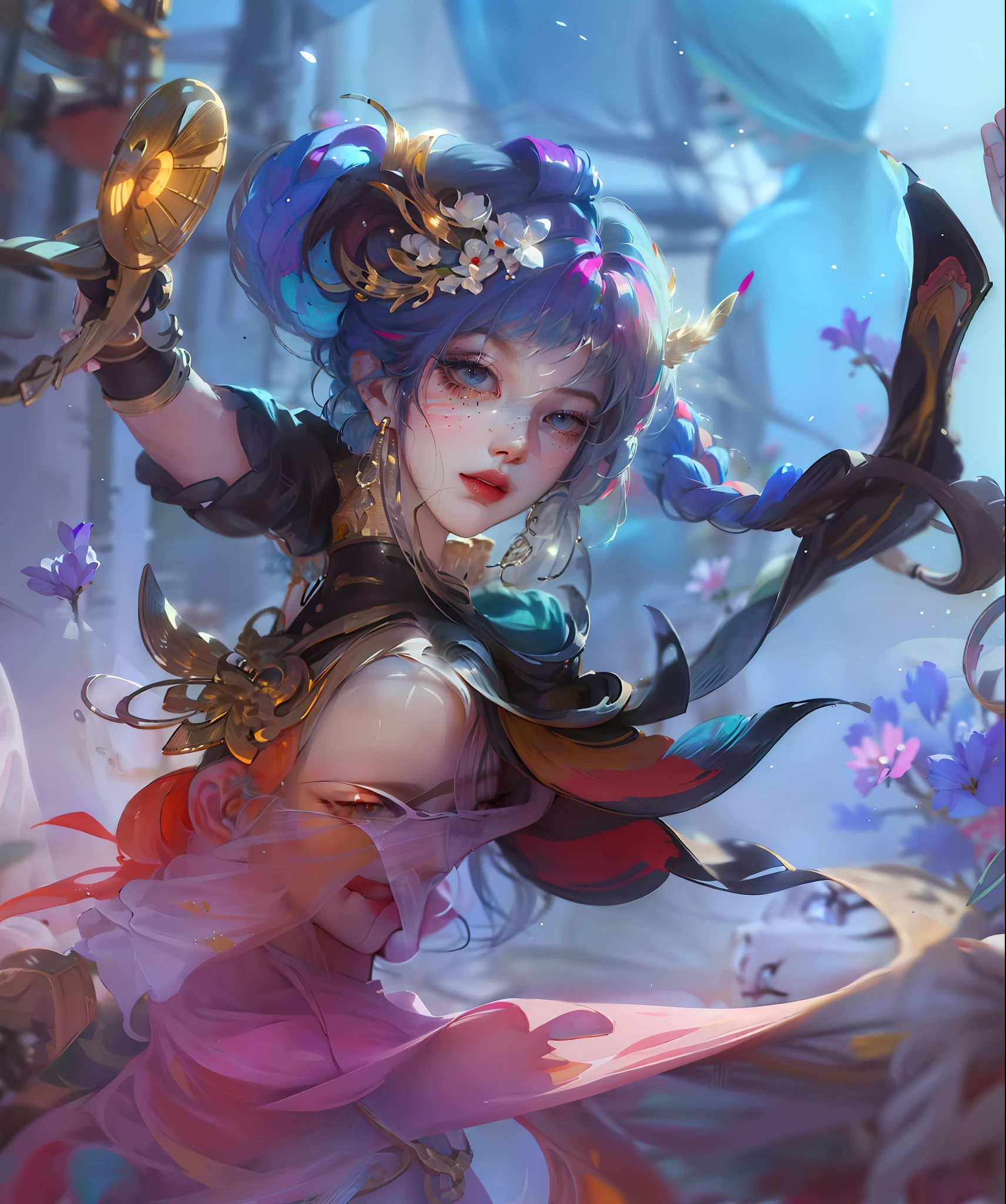8K, Best Quality, Masterpiece, Ultra High Resolution, (Realism: 1.4), Original Photo, (Realistic Skin Texture: 1.3), (Film Grain: 1.3), (Selfie Angle), 1 Girl, Beautiful Eyes and Face Details, Masterpiece, Best Quality, Close-up, Upper Body, Looking at the Viewer
