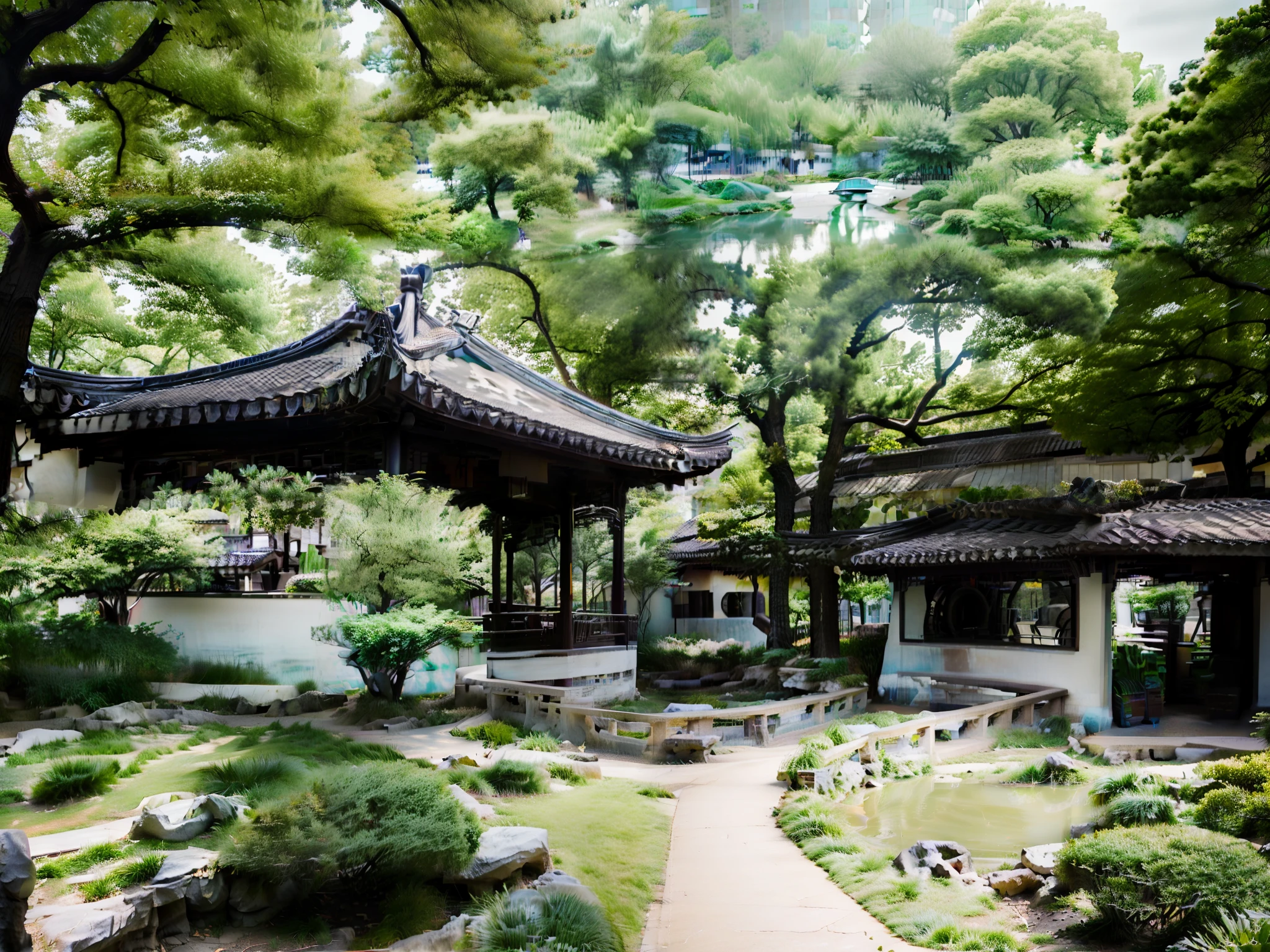 trees and shrubs in a park with a pavilion in the background, with a park in the back ground, school courtyard, park in background, in marijuanas gardens, with a park in the background, parks and public space, centre image, peaceful environment, parks and gardens, beautiful image, park landscape, a park, ground level view, ground view, green spaces