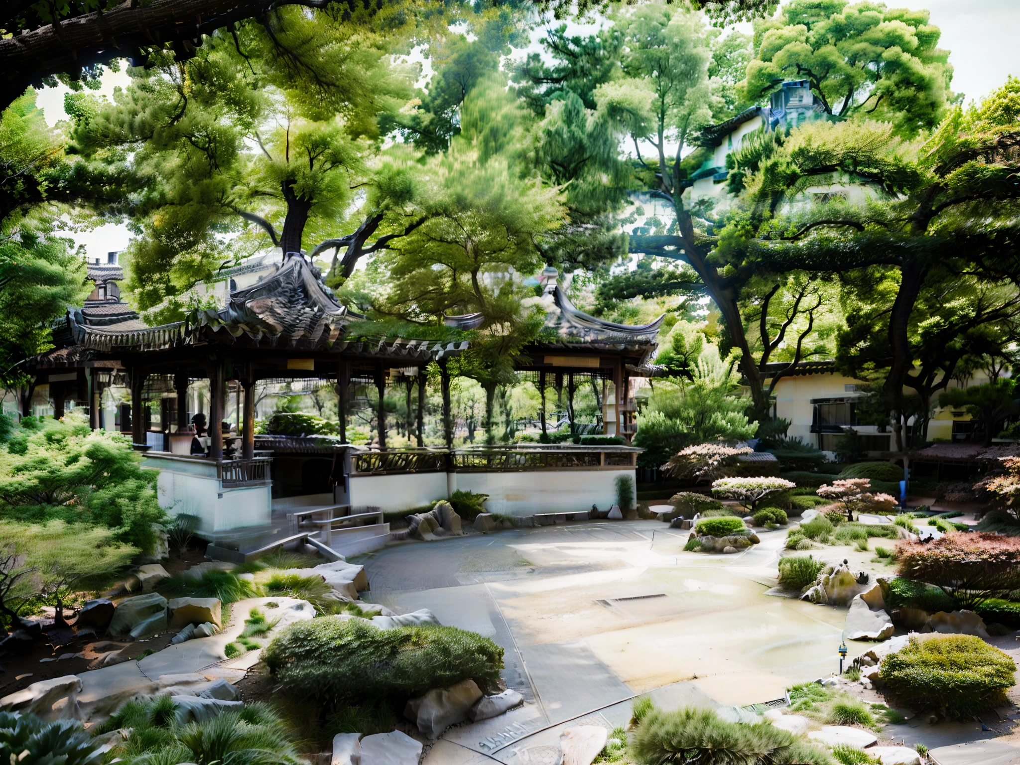 trees and shrubs in a park with a pavilion in the background, with a park in the back ground, school courtyard, park in background, in s gardens, with a park in the background, parks and public space, centre image, peaceful environment, parks and gardens, beautiful image, park landscape, a park, ground level view, ground view, green spaces