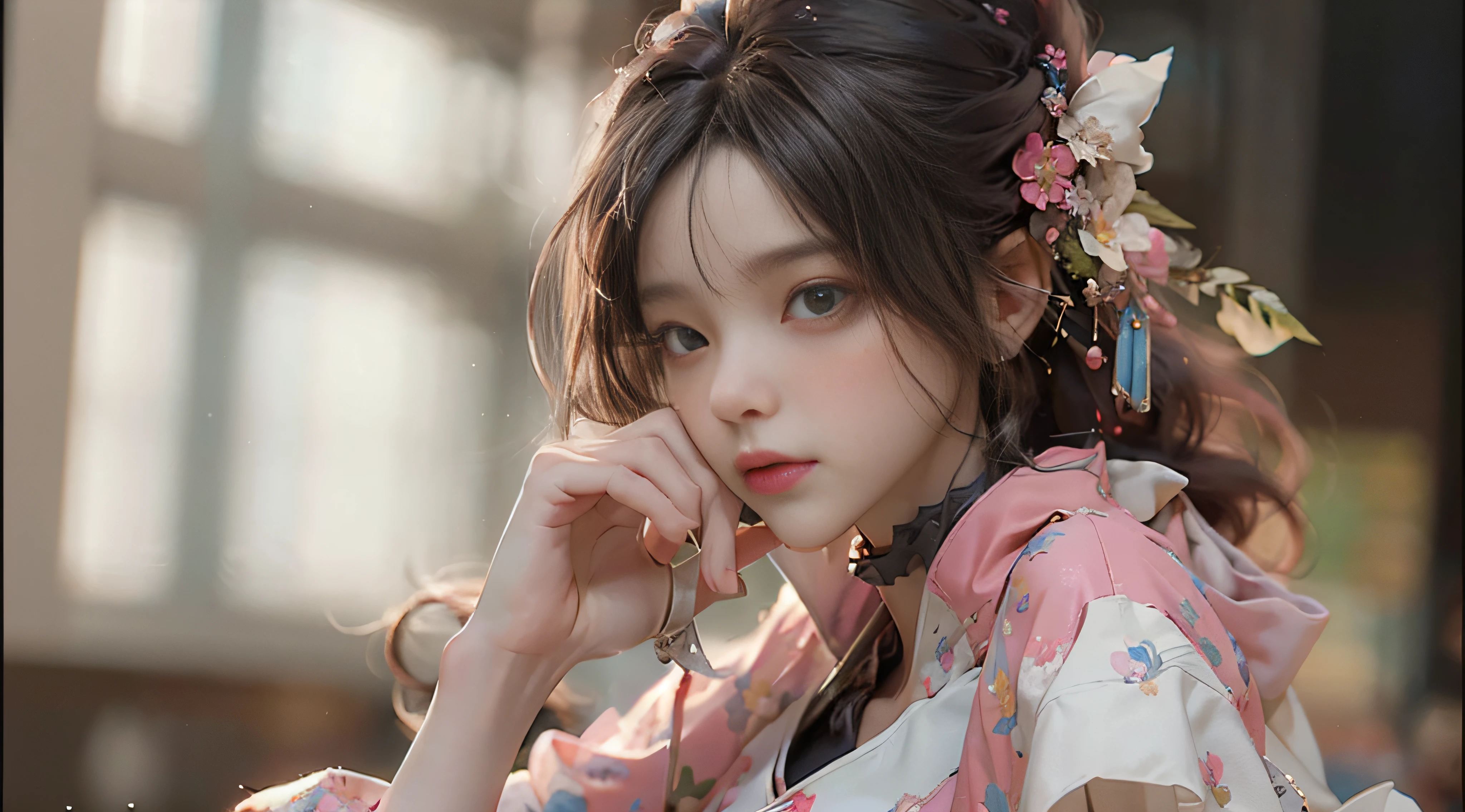 ((Best Quality)), ((Masterpiece)), (Detail: 1.4), 3D, Beautiful Cyberpunk Female Image, HDR (High Dynamic Range), Ray Tracing, NVIDIA RTX, Super Resolution, Unreal 5, Subsurface Scattering, PBR Texture, Post-Processing, Anisotropic Filtering, Depth of Field, Maximum Sharpness and Sharpness, Multi-layer Texture, Albedo and Highlight Mapping, Surface Coloring, Mitsu-Accurate Simulation of Material Interactions, Perfect Proportions, Octane Rendering, Two-color Light, Large Aperture, Low ISO, white balance, regular three-point, 8K RAW, beautiful bright pupils, off-the-shoulder clothes, fine pupils, delicate face and eyes, long eyelashes, blush, delicate and fluffy hair, pink lips, pure, cute, sweet girl, artistic sense, casual wear, high-end sense