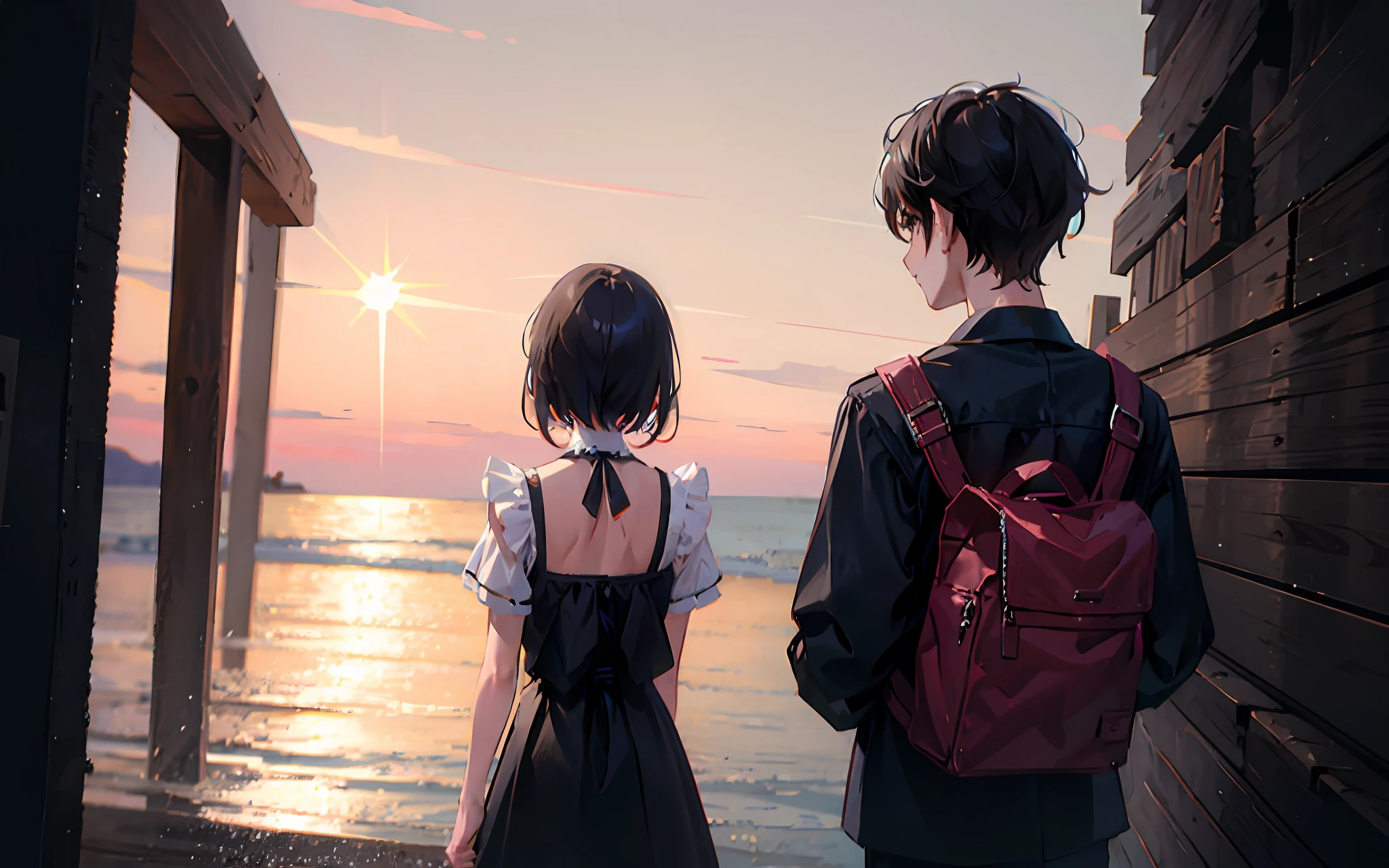 Boy looking at girl's back