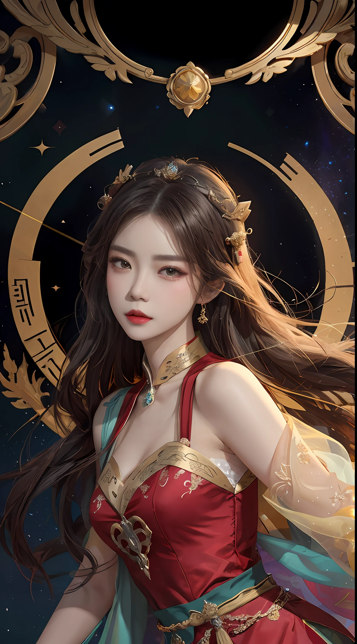 arafed image of a woman in a red dress with a gold crown, by Yang J, a beautiful fantasy empress, inspired by Du Qiong, trending on cgstation, g liulian art style, inspired by Wu Bin, inspired by Pu Hua, inspired by Huang Ji, inspired by Lan Ying, palace ， a girl in hanfu