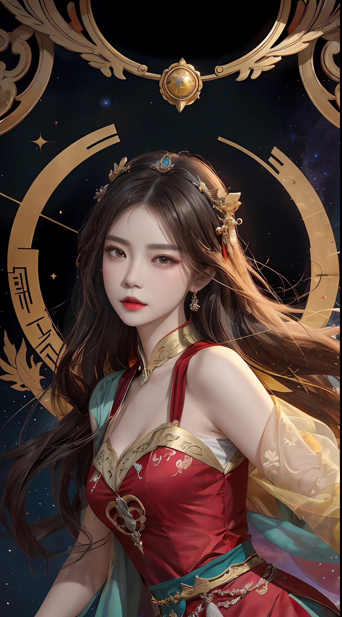 arafed image of a woman in a red dress with a gold crown, by Yang J, a beautiful fantasy empress, inspired by Du Qiong, trending on cgstation, g liulian art style, inspired by Wu Bin, inspired by Pu Hua, inspired by Huang Ji, inspired by Lan Ying, palace ， a girl in hanfu