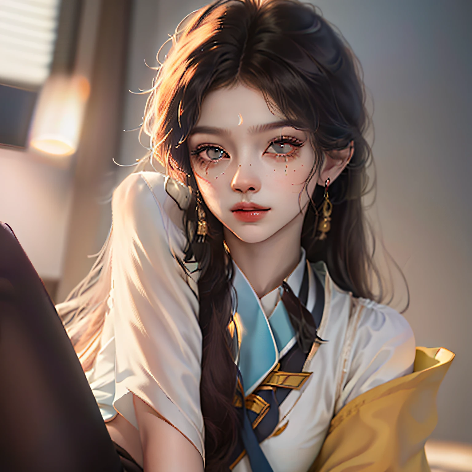 ulzzang-6500-v1.1, (raw photo:1.2), (photorealistic:1.4), beautiful detailed girl, very detailed eyes and face, beautiful detailed eyes, ridiculous, incredibly ridiculous, huge file size, super detailed, high resolution, very detailed, best quality, masterpiece, kemomimi, ((Japanese girls' high school uniform)), illustration, very detailed, CG, unified, 8k wallpaper, amazing, Fine details, masterpiece, best quality, very detailed CG uniform 8k wallpaper, light on face, cinematic lighting, 1girl, 16 years old, ((no panties)), ((dynamic pose))), (camel toe), (half), (pantyhose), (knee-bending leg sitting))