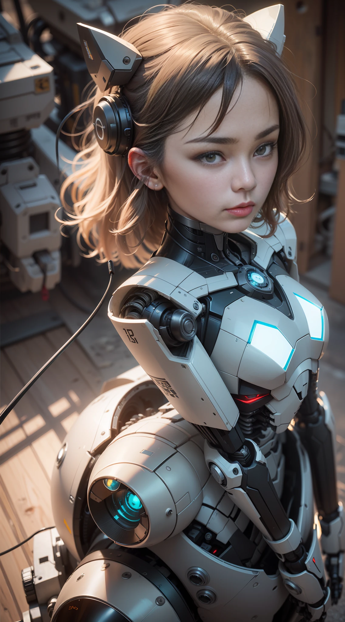 zhongfenghua, (RAW photo, best quality), (realistic, photo-realistic:1.3), extremely delicate and beautiful, Amazing, finely detail, masterpiece, ultra-detailed, highres,best illustration, best shadow,intricate,depth of field,(dramatic lighting:1.4),(from above:1.2),sharp focus, volumetric fog, 8k UHD, DSLR, high quality,( film grain:1.4), Fujifilm XT3,full body,A beautiful young woman wearing black trench coat, half human half robot face, ((1 robot,1 robot,Mechanical costalis,Mechanical spine))|Monotonous metallic color,Metal has no color, robot no color,robot girl,metallic mixture,cyborg girl)),looking at viewer, facing front, fighting stance
(Cable:1.2),(Transmission tube:1.2),(Machine eye:1.3),((Mechanical part connection)),((both arms)|(complex mechanical component:1.2~1.6)),((costalis)|(robot joints:1.2~1.6)), ,streamlinerai mecha,(lightsaber),earth,milky_way,starry,water,((armor)),water,wave