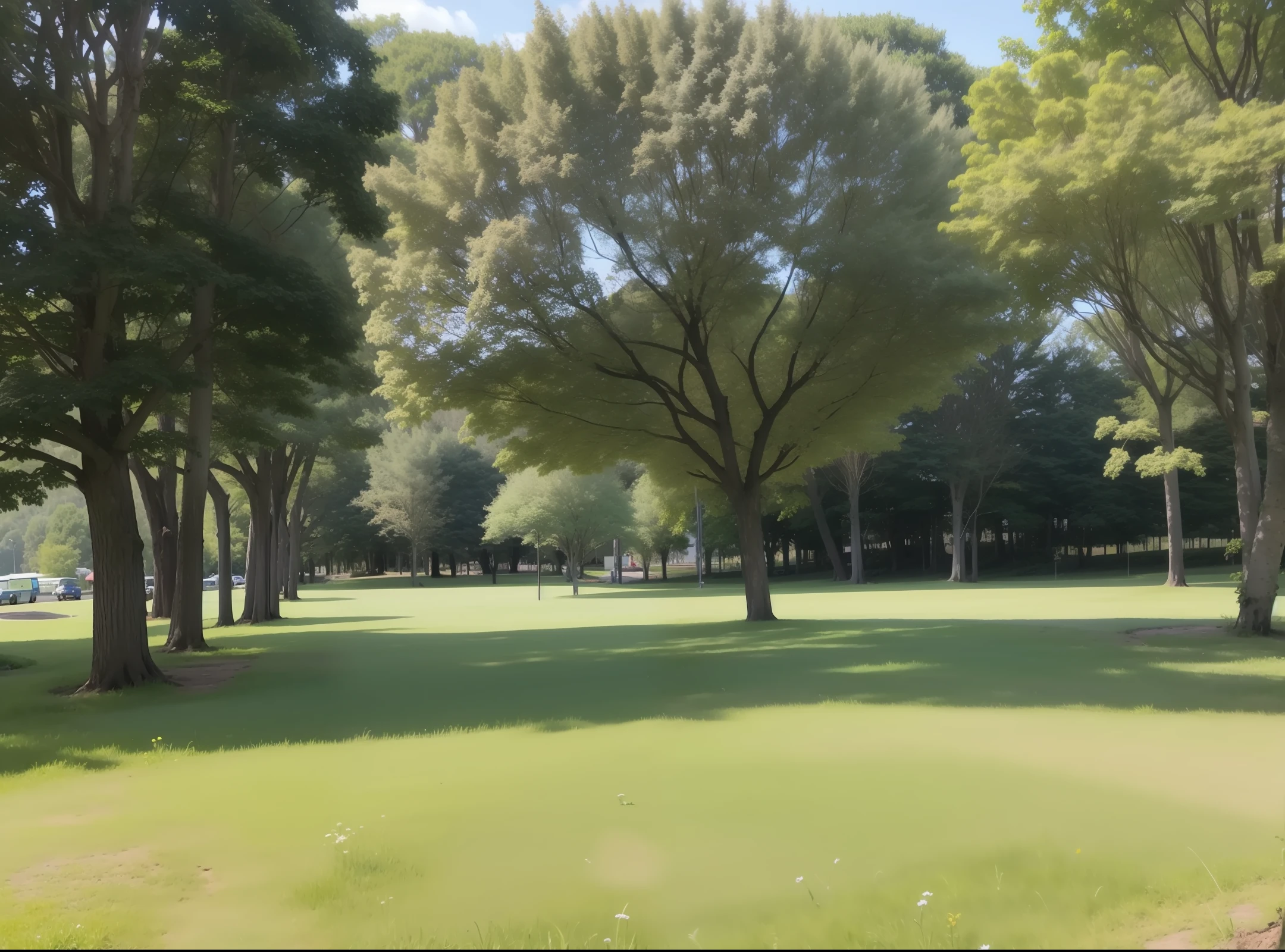 Grasslands, green spaces, sunshine, breeze are beautiful.