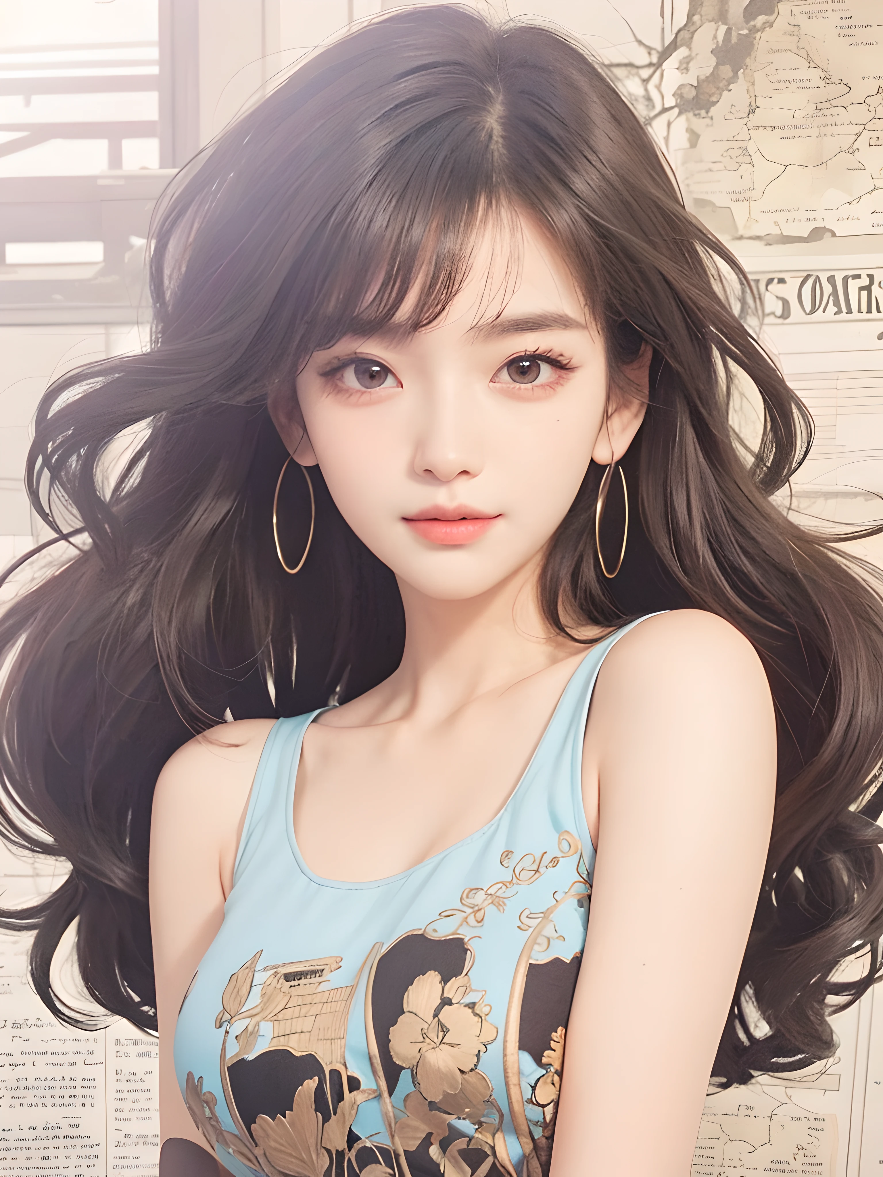 Masterpiece, best picture quality, high quality, beautiful woman, Japanese, popular Korean makeup, detailed, swollen eyes, detailed eyes, detailed skin, beautiful skin, ultra high resolution, (reality: 1.4),very beautiful, slightly younger face, beautiful skin, slender, (ultra realistic), (illustration), (high resolution), (8K), (very detailed) (best illustration), (beautifully detailed eyes), (super detailed), (wallpaper), (detailed face), looking at viewer, fine details, detailed face, pureerosfaceace_v1, smiling, looking straight ahead, looking straight ahead, angle from waist up, realistic photo, bright lighting, professional lighting, black hair (some of hair part green), long hair, dark ruins, big red moon, gorgeous red and black dress, mature woman, long stylish bangs,