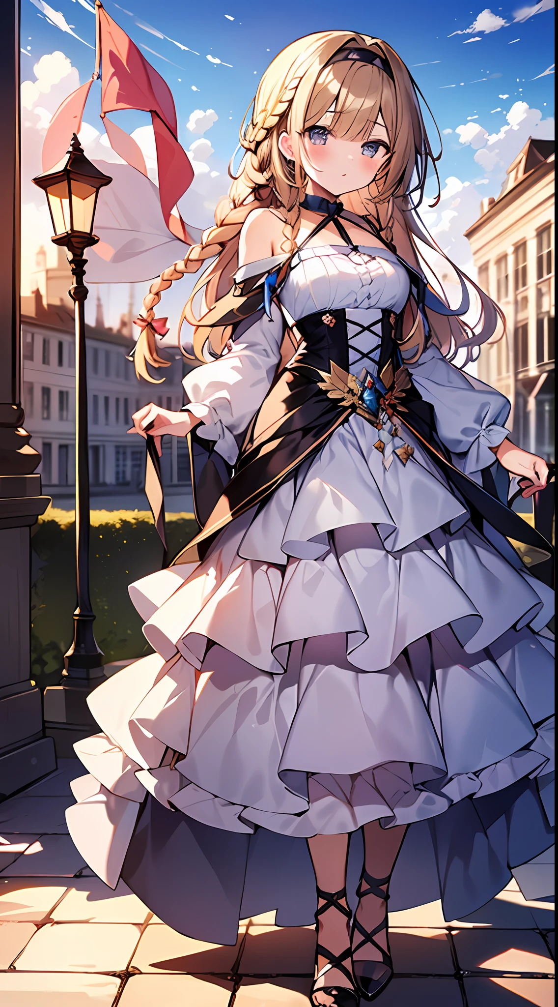 (incredibly absurdres absolutely resolution: 1.5), highest quality, masterpiece, ultra high resolution, 8k, (multiple girls), (gorgeous dresses with many gorgeous and colorful decorations) BREAK shoujo manga style, (li), soft line drawing, digital enhancement, shojo manga touch, environmental change scenes, shojo manga core, ( Hair length to the shoulders))), (((short braid))), ancient capital of the West, full body visible angle, entangle, beautiful and aesthetic: 1.5, High quality: 1.3