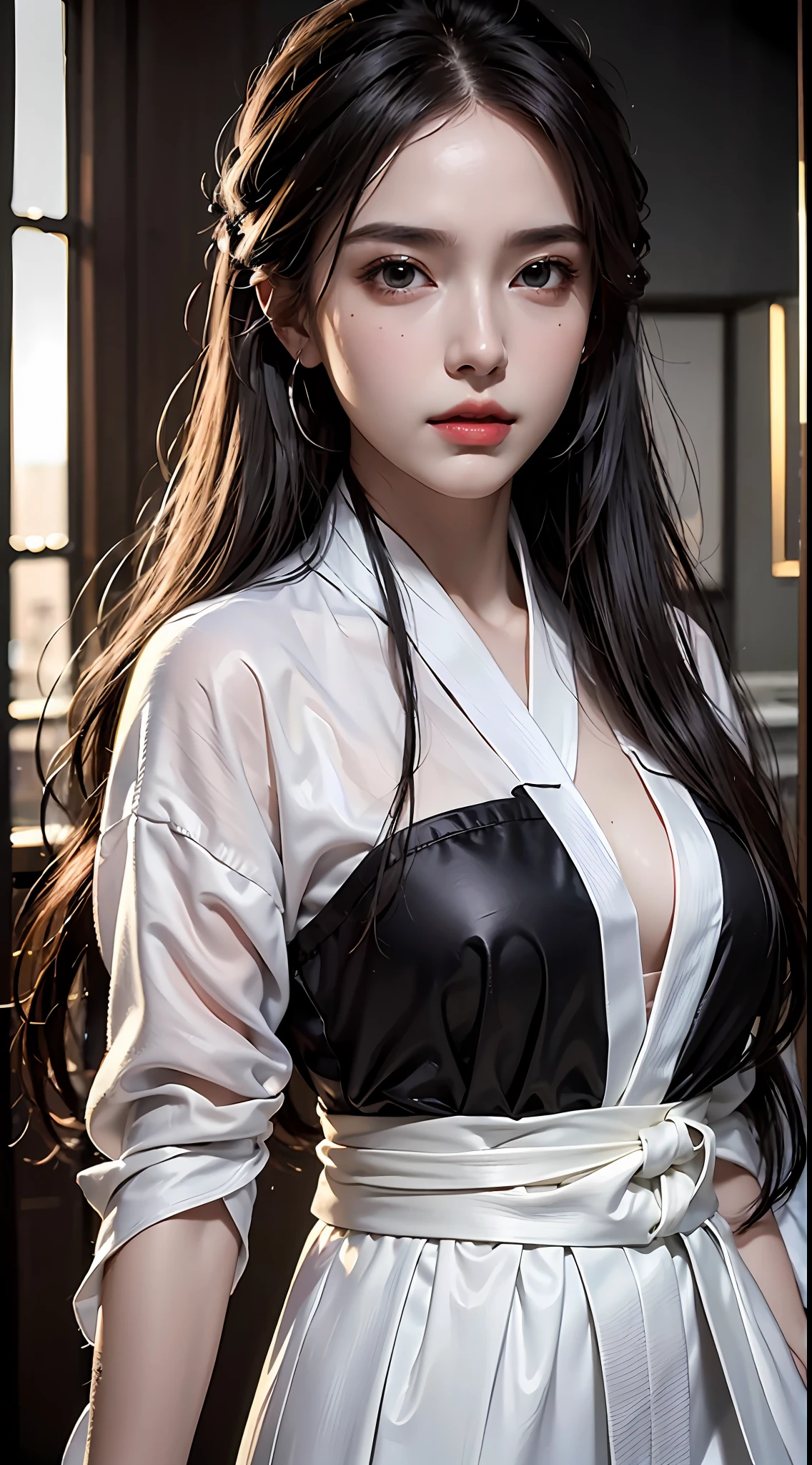 (photorealistic:1.4),8k,(masterpiece), best quality, highest quality, (detailed face:1.5),original,highres, unparalleled masterpiece, ultra realistic 8k, perfect artwork, ((perfect female figure)), 1 girl, long hair, black eyes, hanfu