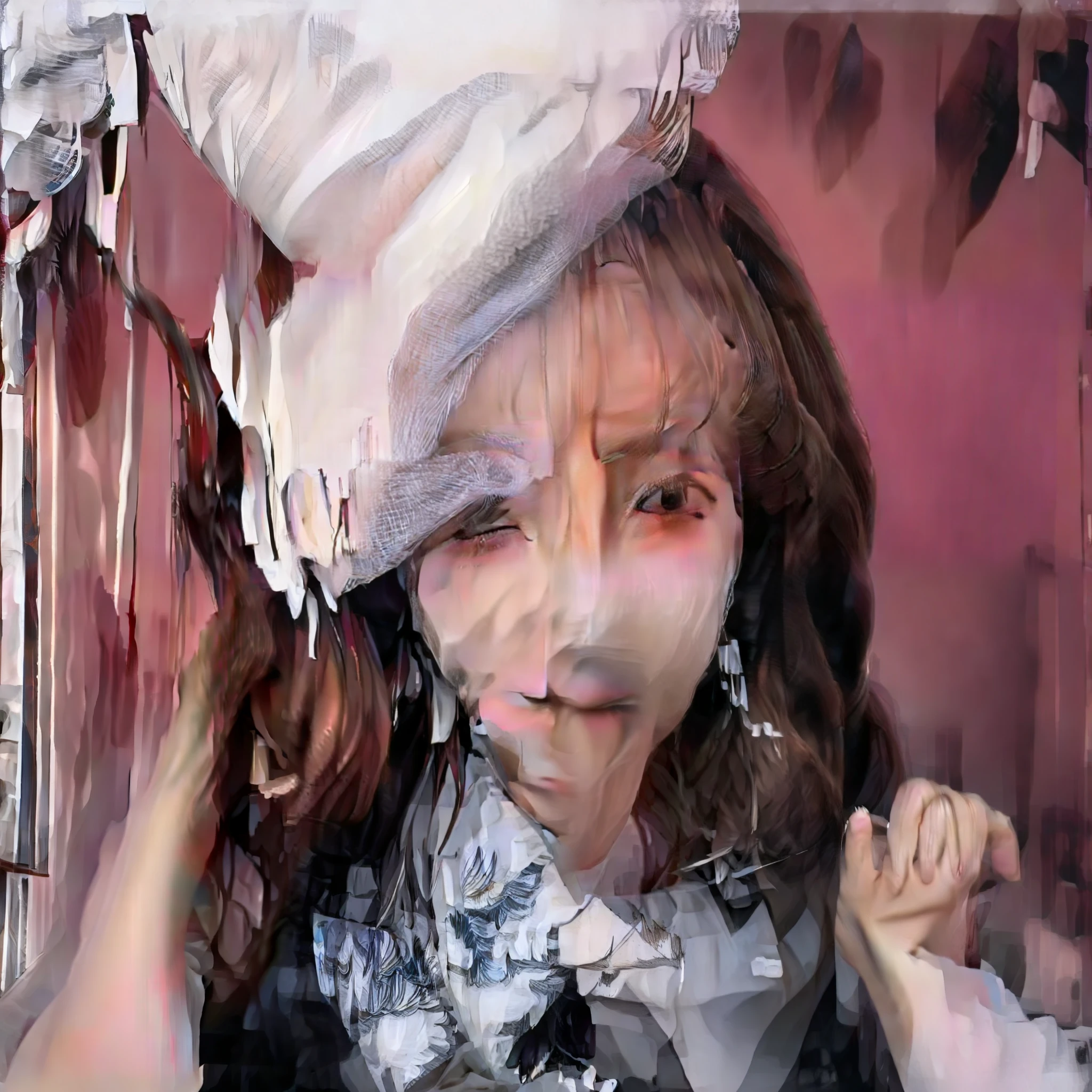 8K, Best Quality, Masterpiece, Ultra High Resolution, (Realism: 1.4), Original Photo, (Realistic Skin Texture: 1.3), (Film Grain: 1.3), (Selfie Angle), 1 Girl, Beautiful Eyes and Face Details, Masterpiece, Best Quality, Close-up, Upper Body, Looking at the Viewer