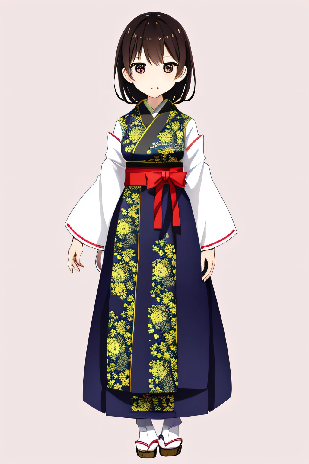 a very cute and beautiful chibi anime girl, simple flat background, full body, standing, highly detailed face and eyes, clearly outlined, solo,柴犬耳、柴犬尻尾、銀髪、ミディアムヘア、The center of Japanese gal culture is Shibuya