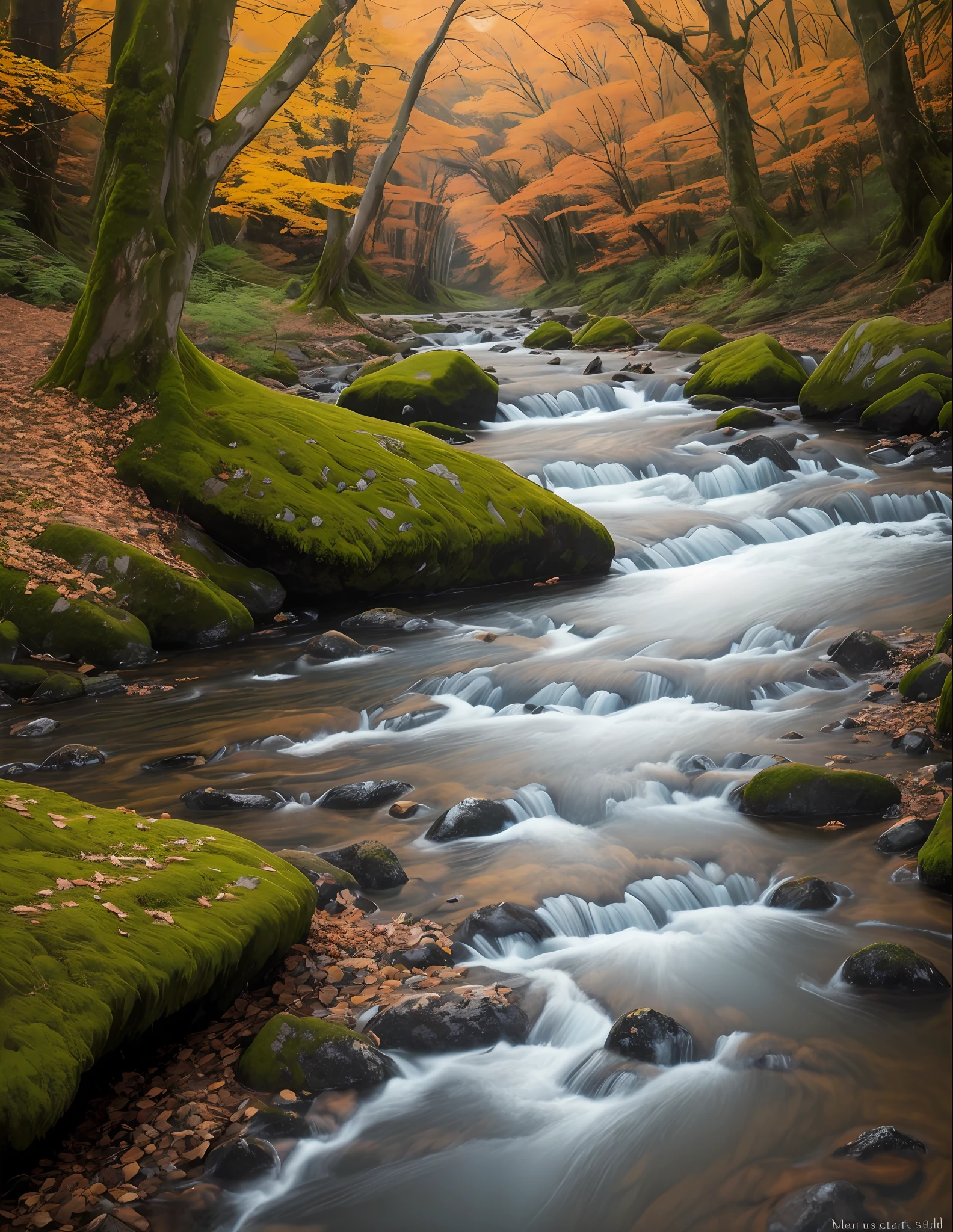 Huge Soft full moon, beautiful fast river landscape green Forest photography by marc adamus, Long exposure photography dramatic lighting, giclee art prints , glass photo print finish, sublimation glass printing.