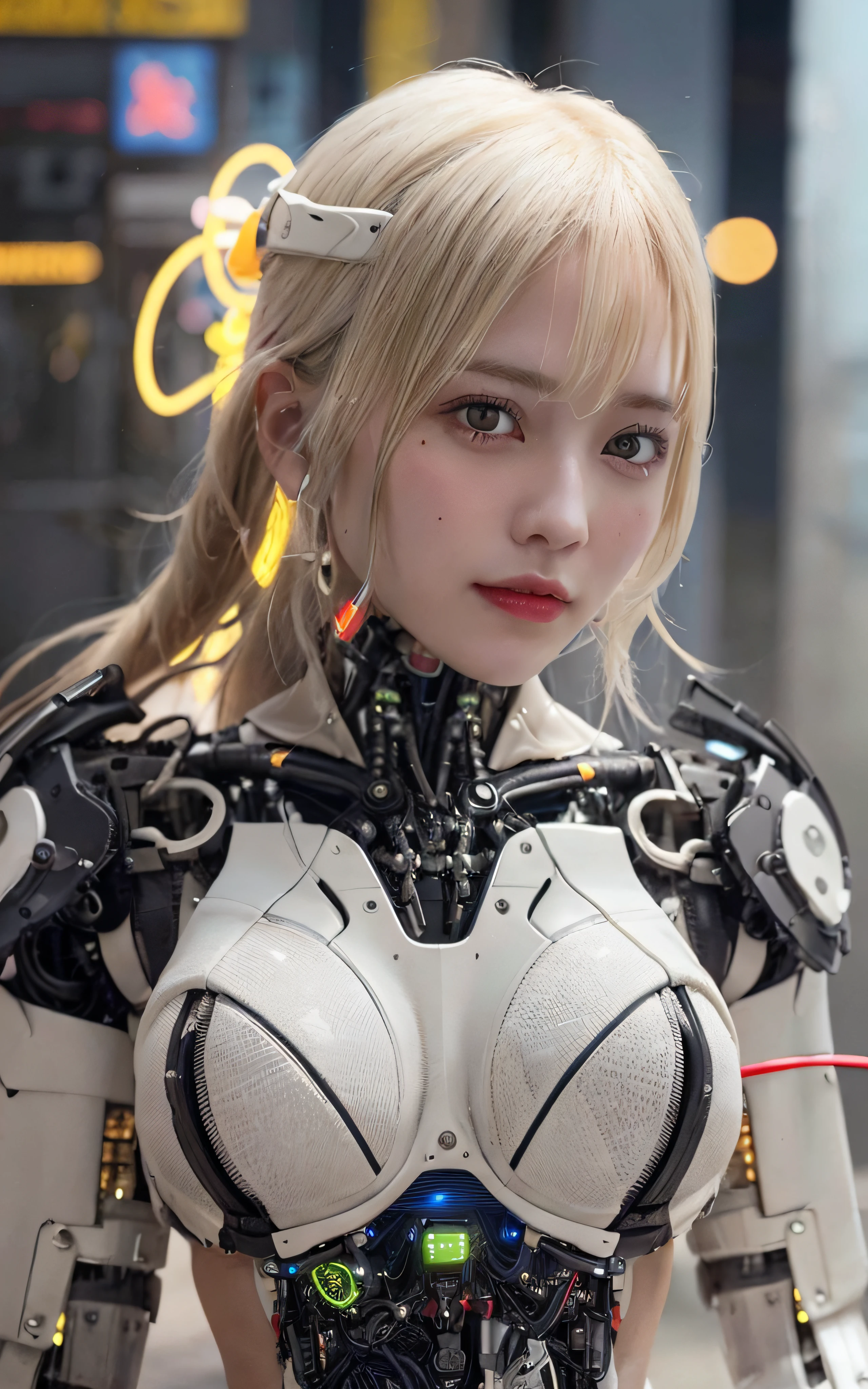 1mechanical_girl wearing intricate bioluminescent mechanical cyborg armor made out of (white beige old plastic) , ((ultra realistic details)), detailed_face, global_illumination, shadows, octane_render, 8k, ultra_sharp, metal, ornaments_detailed, cold_colors, egypician_detail, highly_intricate_details, realistic_light, trending_on_cgsociety, glowing_eyes, facing_camera, neon_details, machanical_limbs, blood_vessels_connected_to_tubes, ((lot_wires_and_cables_connecting_to_head_and_body)), killing_machine, extremely_sexy, lustful, slutty