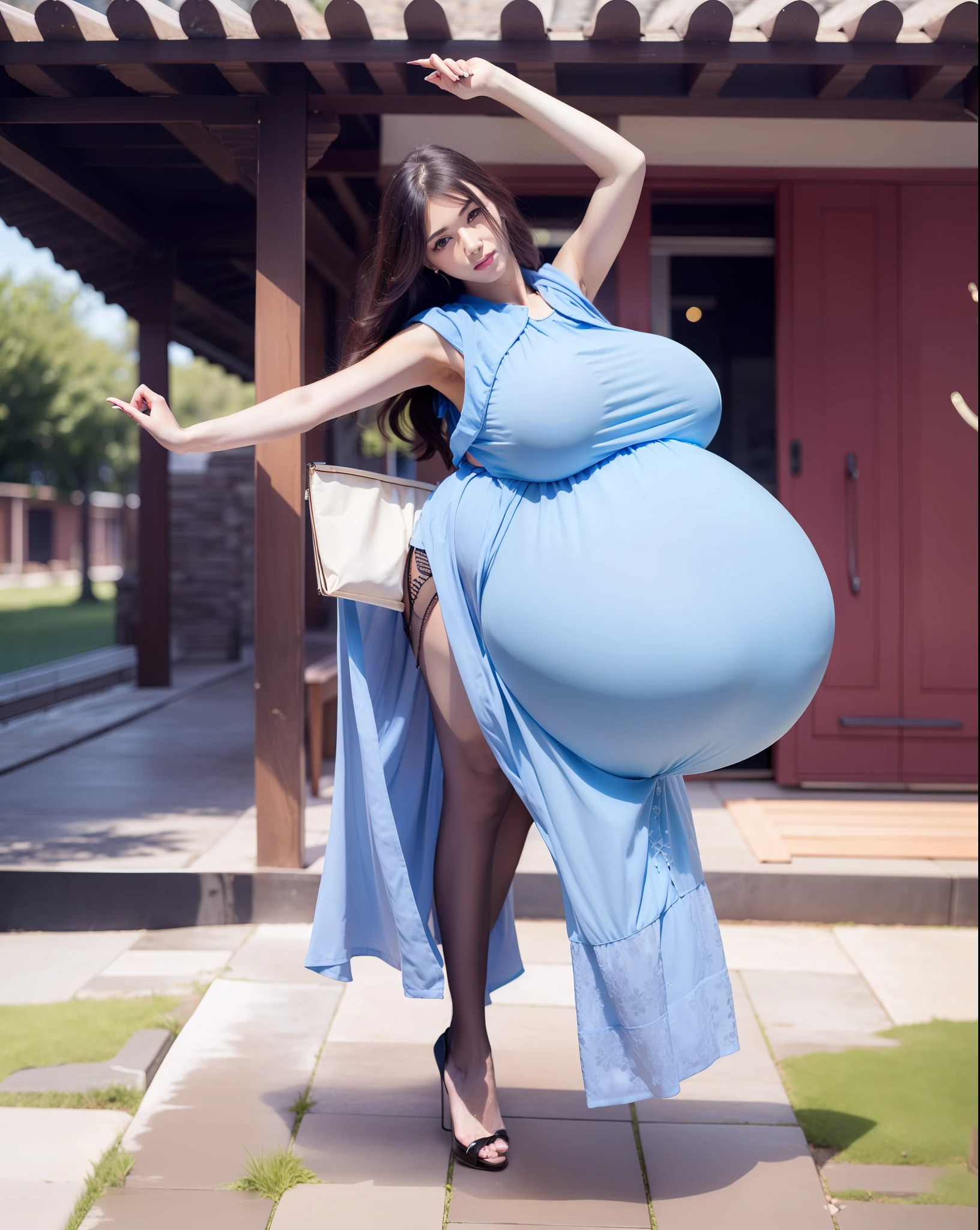 Beautiful woman, beautiful face, pregnant, long hair, black hair, realistic, ultra detail, big breast