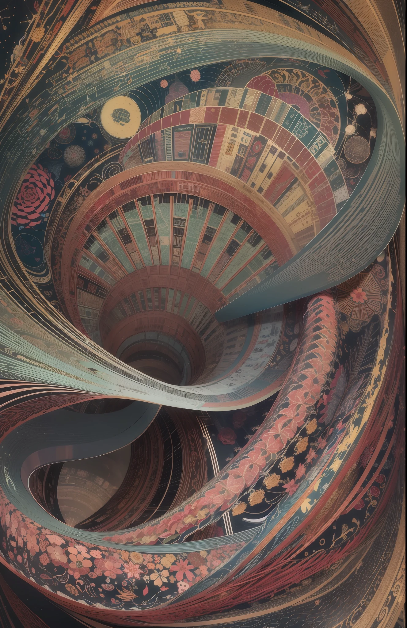 official art, unity 8k wallpaper, ultra detailed, beautiful and aesthetic, masterpiece, best quality, (zentangle, mandala, tangle, entangle), (fractal art:1.3) , 1girl, extremely detailed, dynamic angle, cowboyshot, the most beautiful form of chaos, elegant, a brutalist designed, vivid colours, romanticism, , atmospheric, ecstasy of musical notes, streaming musical notes visible