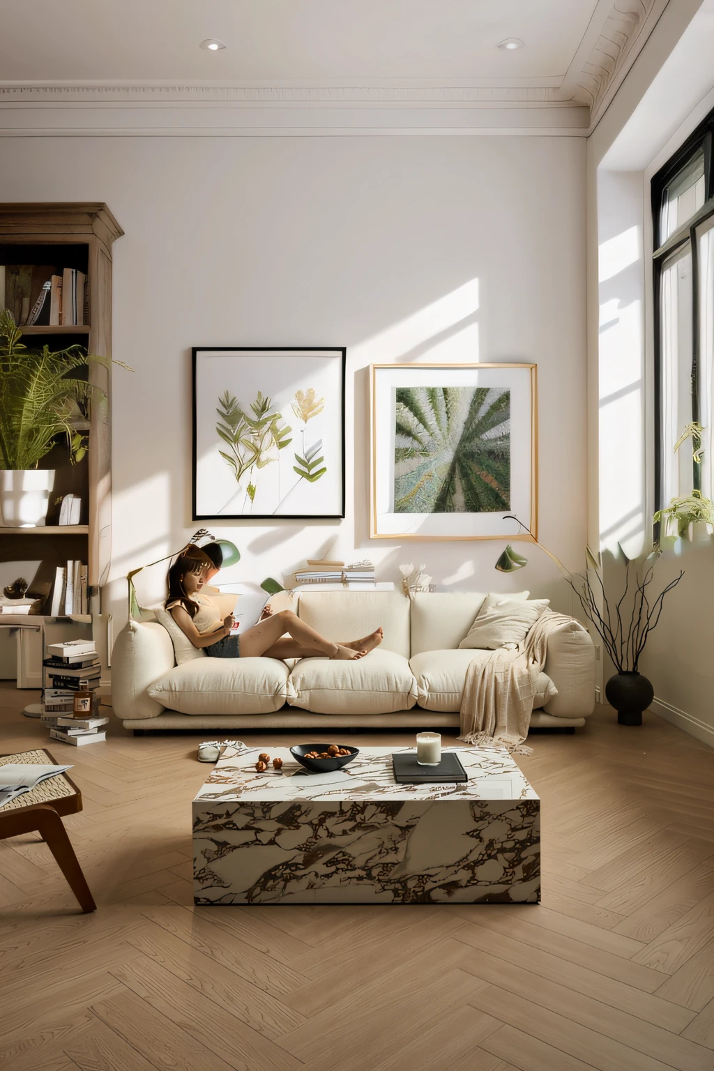 Architectural Digest photo of a maximalist green {vaporwave/steampunk/solarpunk} ((Home office)) with flowers and plants, golden light, hyperrealistic surrealism, award winning masterpiece with incredible details, epic stunning