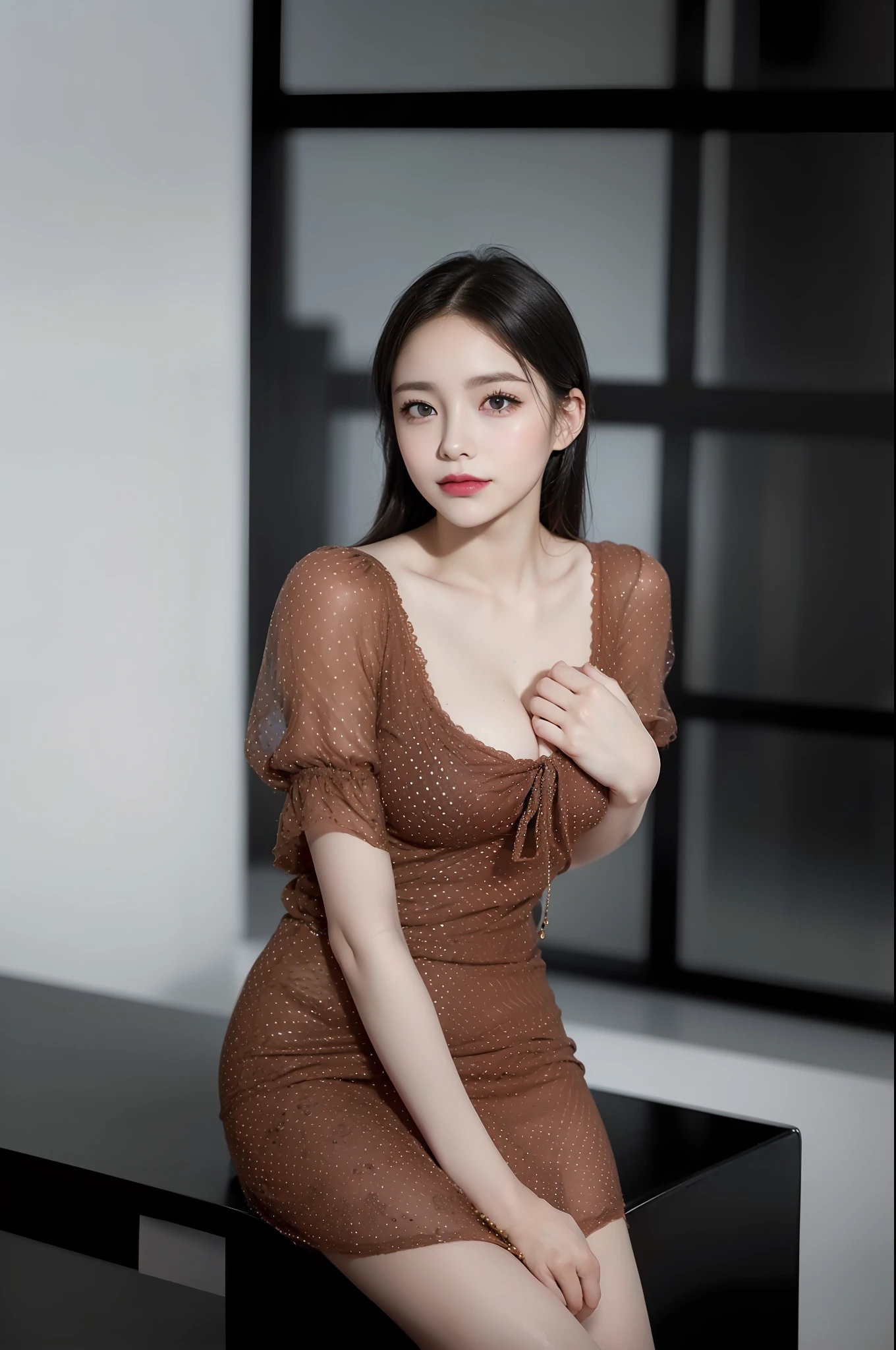 photo of a 18 y.o girl, beautiful vintage color, instagram (photorealistic, high resolution:1.4), ((puffy eyes)), looking at viewer, , full body (8k, RAW photo, best quality, masterpiece:1.2), (realistic, photo-realistic:1.37), (sharp focus:1.2), professional lighting, photon mapping, radiosity, physically-based rendering, (pale skin:1.2), (medium breasts:1.2), looking at viewer, (middle hair:1.5), portrait, purple eyes, (sliver hair:1.1), bangs, (simple background:1.4), solo, upper body, realistic, (masterpiece:1.4), (best quality:1.4), (shiny skin), fashion girl, makeup, smile(skinny, closed mouth,shy:1.3), (sheer sun dresses:1.5513), (standing:1.1), medium bust, sexy pose, {NSFW:1.2},