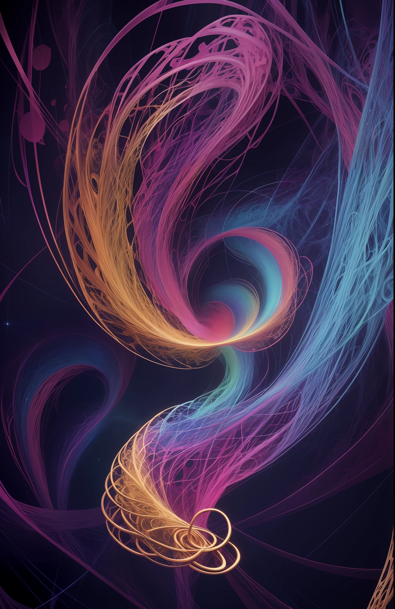 official art, unity 8k wallpaper, ultra detailed, beautiful and aesthetic, masterpiece, best quality, (zentangle, mandala, tangle, entangle), (fractal art:1.3) , 1girl, extremely detailed, dynamic angle, cowboyshot, the most beautiful form of chaos, elegant, a brutalist designed, vivid colours, romanticism, atmospheric, ecstasy of musical notes, streaming musical notes visible