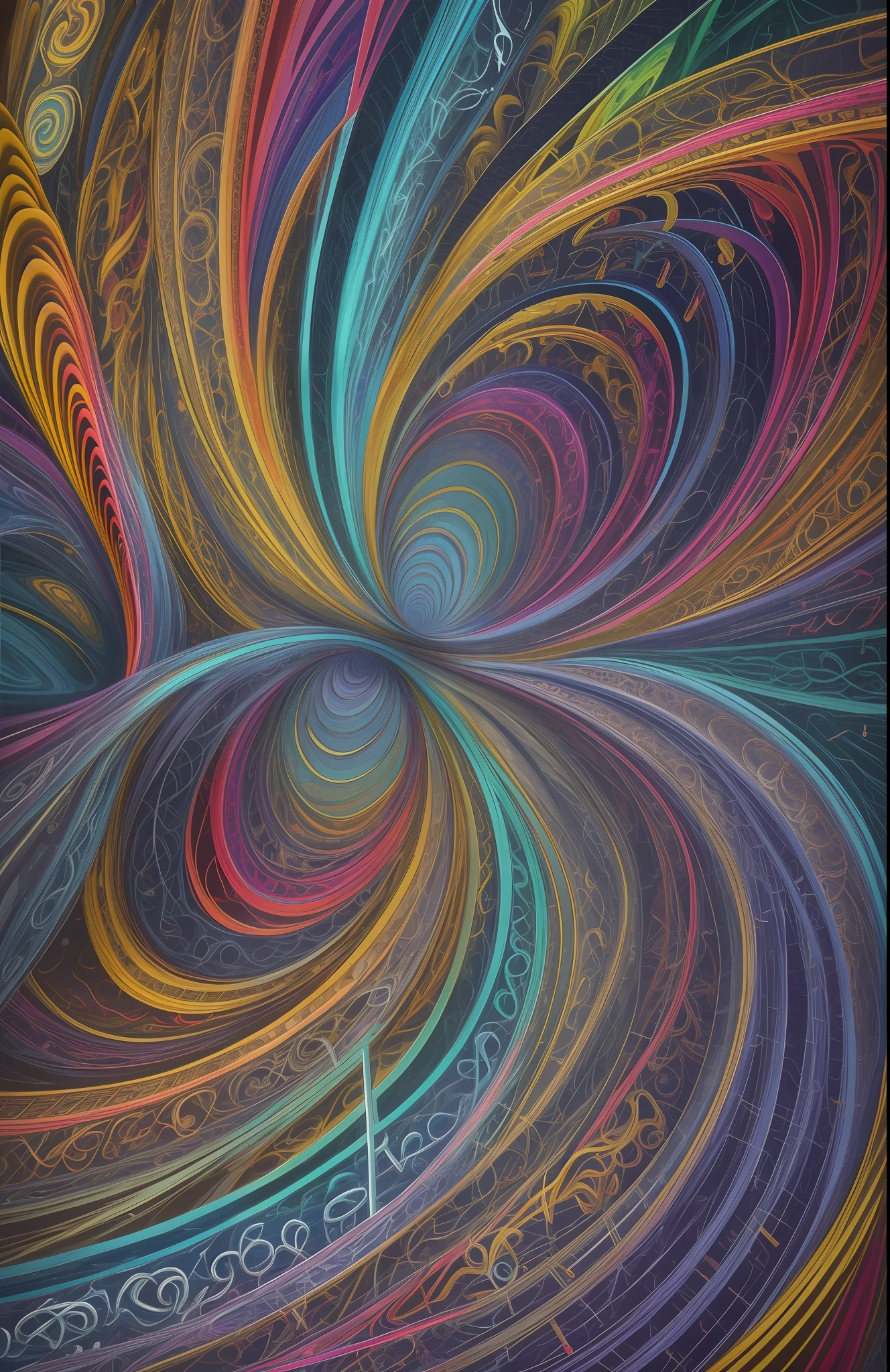official art, unity 8k wallpaper, ultra detailed, beautiful and aesthetic, masterpiece, best quality, (zentangle, mandala, tangle, entangle), (fractal art:1.3) , 1girl, extremely detailed, dynamic angle, cowboyshot, the most beautiful form of chaos, elegant, a brutalist designed, vivid colours, romanticism, , atmospheric, ecstasy of musical notes, streaming musical notes visible