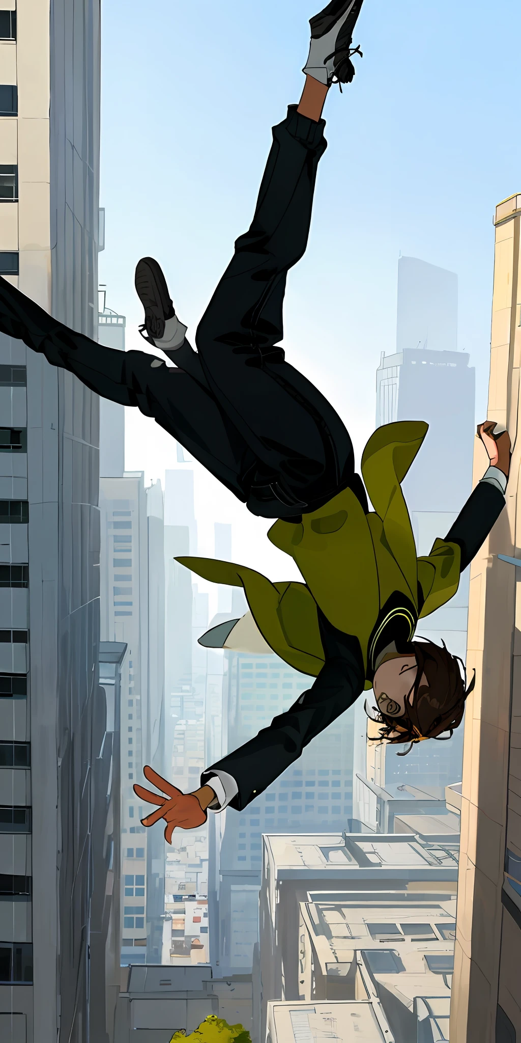 (masterpiece, best quality),1person falling off the building