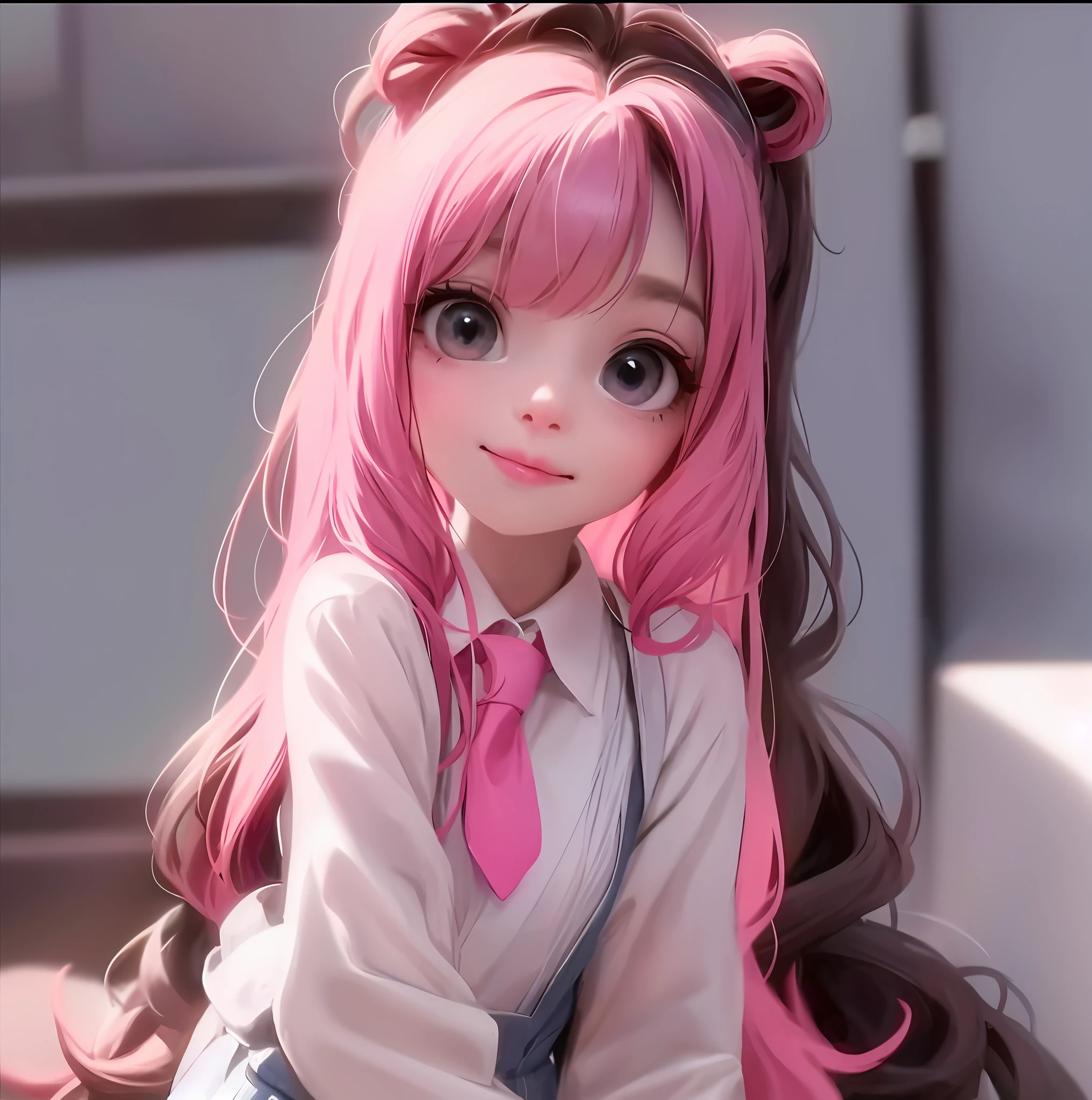 Close up of a girl in dress wearing tie pink with pink double tail hair and blue eyes, cute digital painting, cute digital art, realistic cute girl painting, cute detailed digital art, cute cartoon characters, beautiful character painting, cute characters, cute anime girl, cute cartoon, kawaii realistic portrait, digital cartoon painting art, cartoon cute, cute portrait, render a cute 3D anime girl, kawaii realistic portrait, anime moe art style, saori, Mikudayo, Shikamimi, My Dress Up Dear Anime, Nyaruko-san, Inspired Gacha Club Game, Shirabii, Anime Girl named Lucy, drawn in an anime artist studio