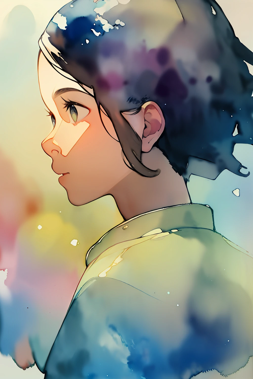 (Watercolor:1.2),1 girl, 