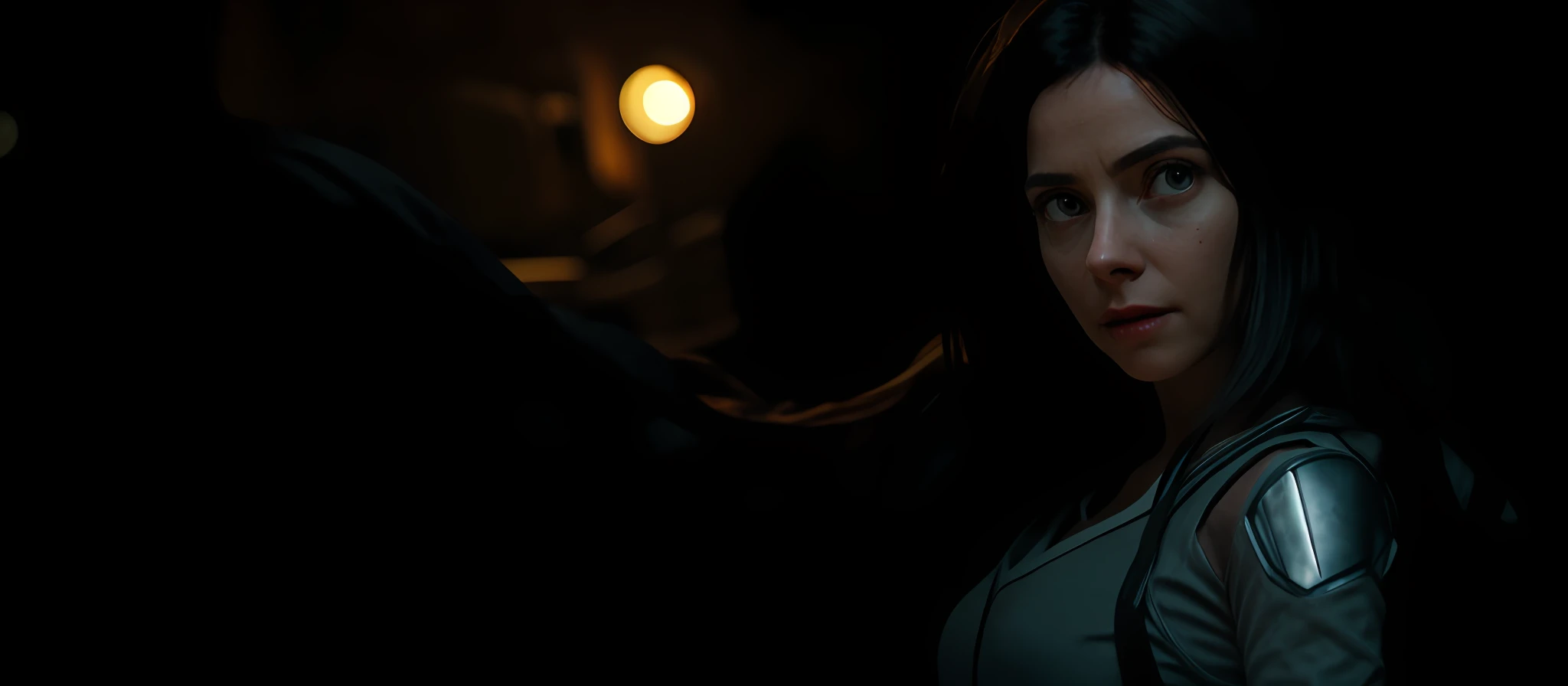 . alita, full body, brow eyes ,perfect composition trending on artstation photorealistic, cinematic lighting, dark atmosphere, volumetric lighting, action pose, epic scene, lots of fine detail, movie style, photography, natural textures, natural light, natural blur, photorealism, cinematic rendering, ray tracing, highest quality, highest detail, Cinematic, Blur Effect, Long Exposure, 8K, Ultra-HD, Natural Lighting, Moody Lighting, Cinematic Lighting, hyper-realistic, vibrant, 8k, detailed, ultra detailt