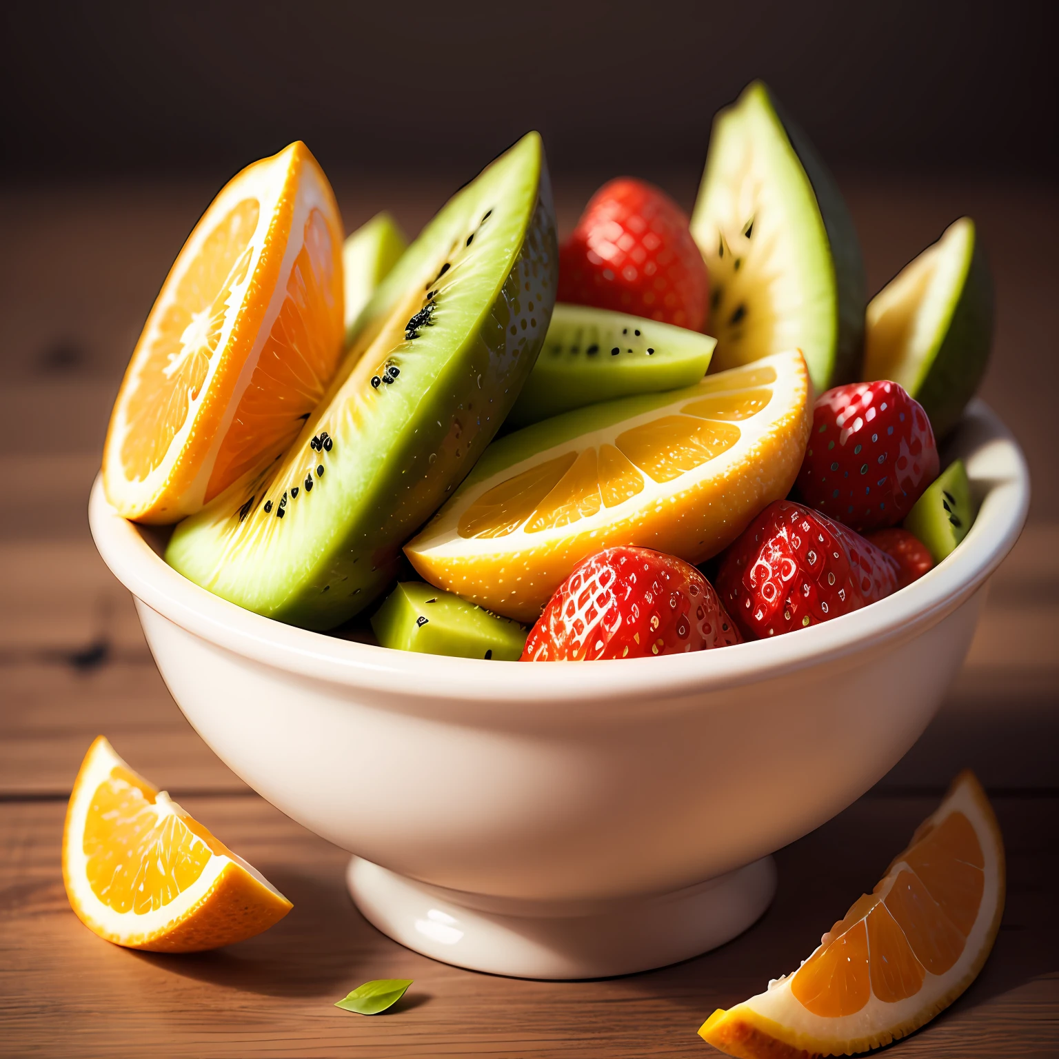 fruit, orange, kiwi, strawberry, banana, detailed background, intricate --auto