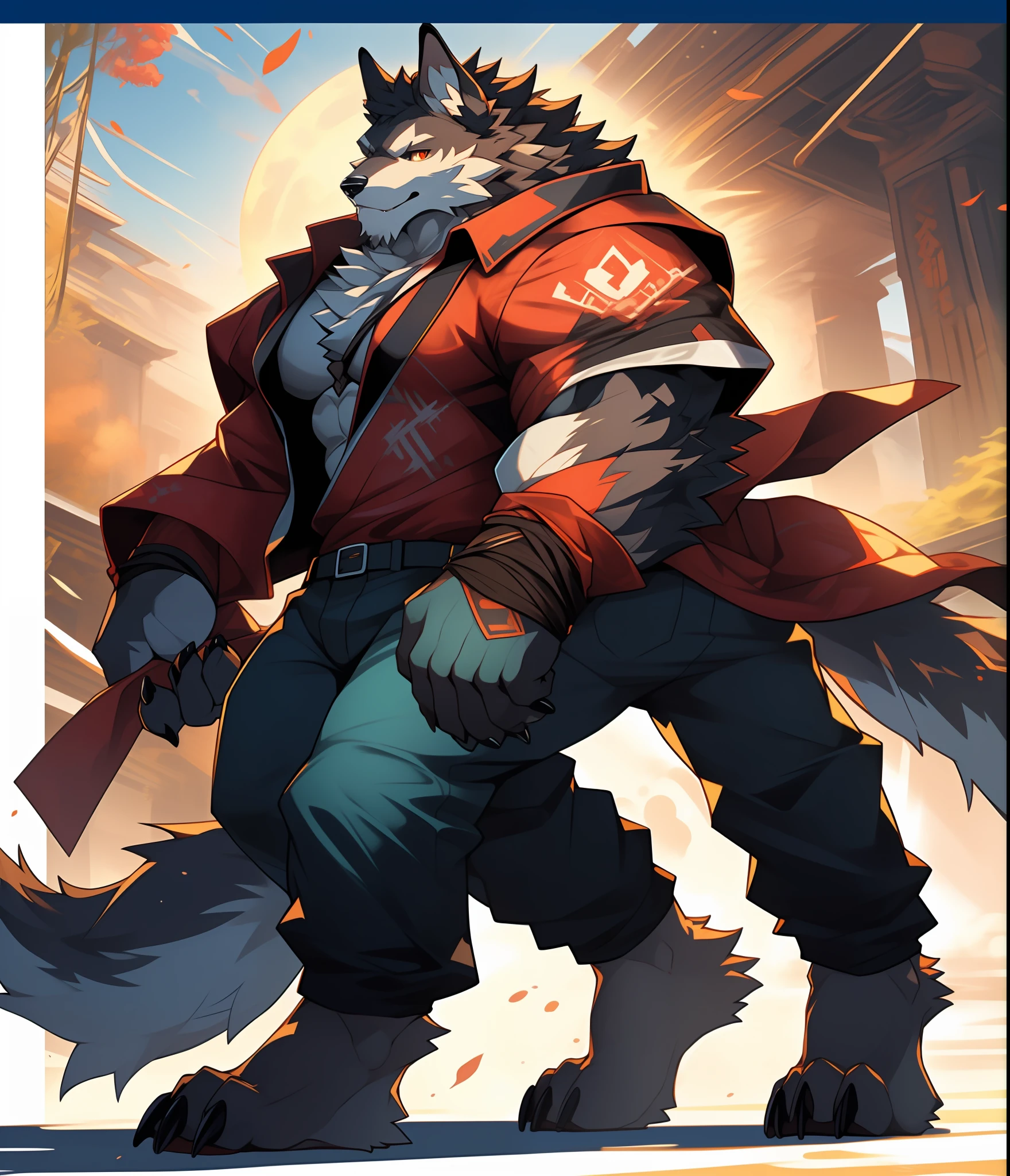 Furry Muscular Werewolf Male in Pants Only, Furry Art, Muscle Werewolf, High Resolution Committee, Full Body Committee, Furry Anime, Fursona Furry Art Council, Furry Flsona, Gorgeous Werewolf Flsona, Furry, Furry Art, Human Wolf, As a Character in Tekken, Furry Character, Fleur Art