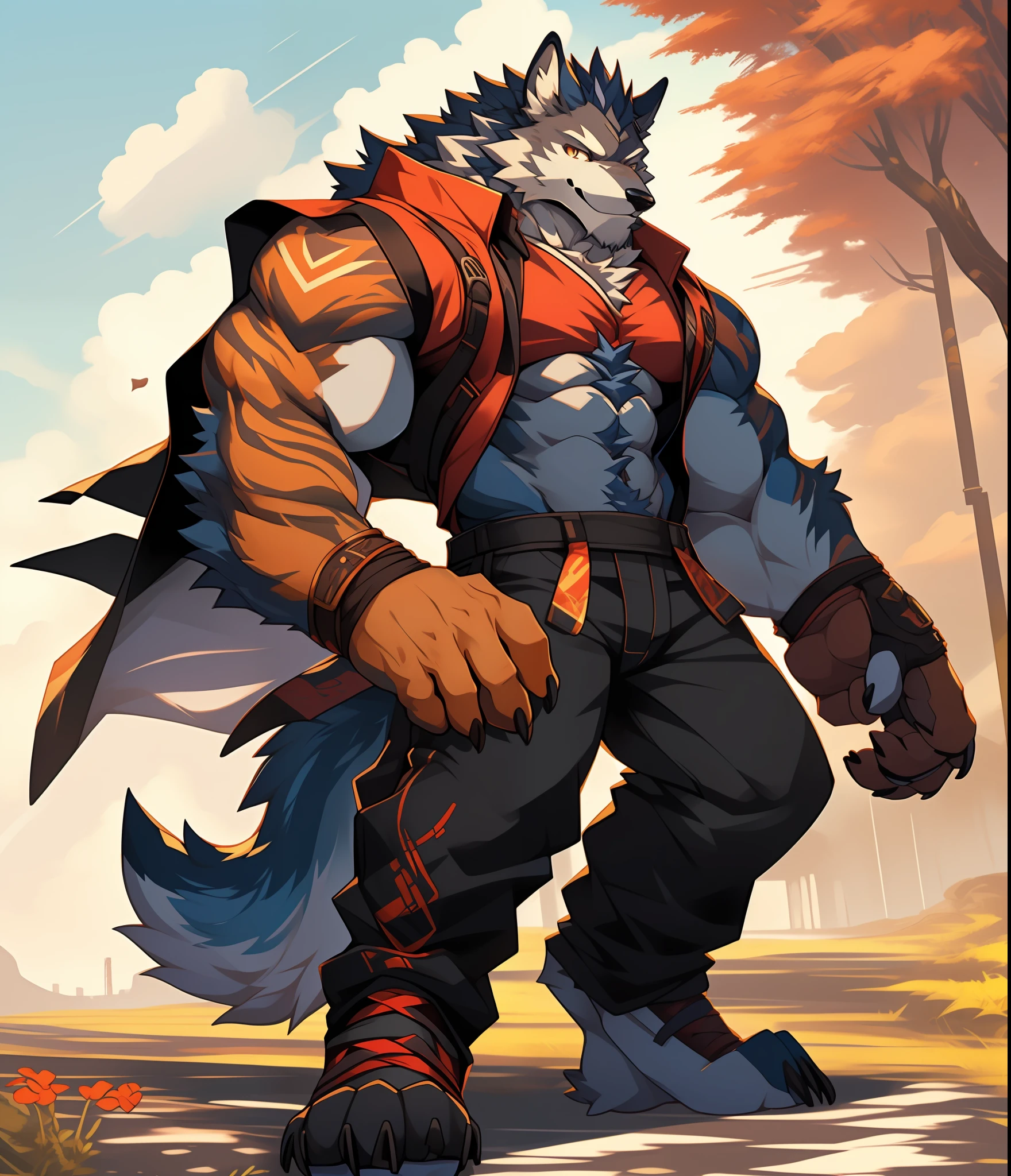 Furry Muscular Werewolf Male in Pants Only, Furry Art, Muscle Werewolf, High Resolution Committee, Full Body Committee, Furry Anime, Fursona Furry Art Council, Furry Flsona, Gorgeous Werewolf Flsona, Furry, Furry Art, Human Wolf, As a Character in Tekken, Furry Character, Fleur Art