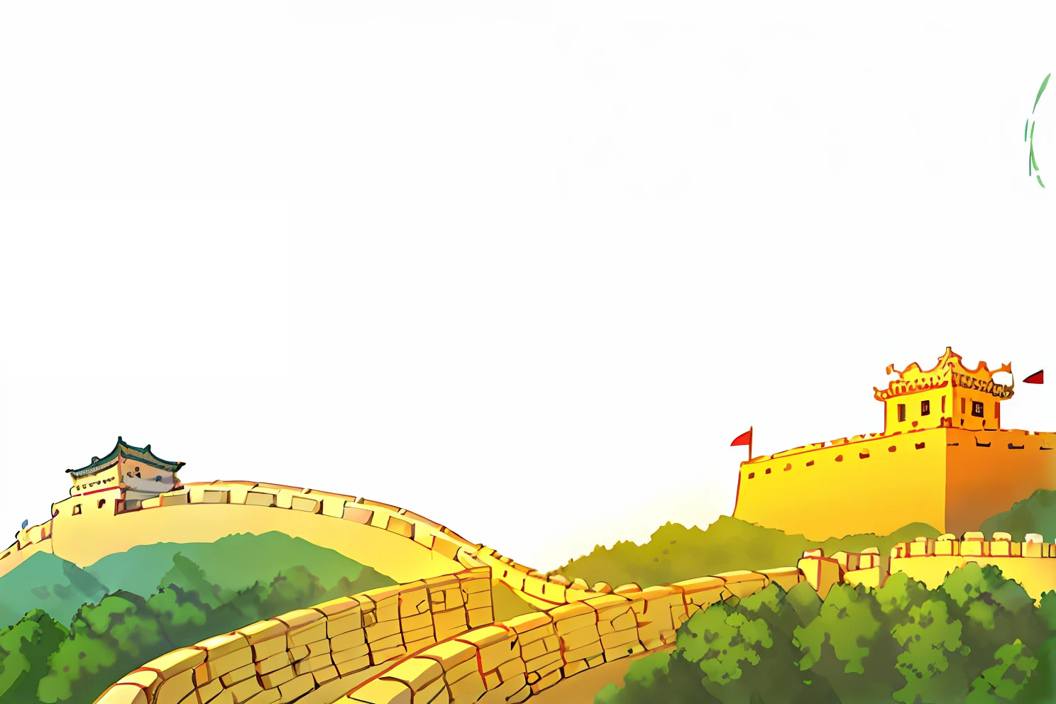 a cartoon illustration of a great wall of china with a path going up it, great wall, background depicting a temple, the great wall, temple background, castle background, detailed scenery —width 672, background fortress, city wall, background image, town background, flat illustration, ancient ruins background, distant village background, mobile game background, palace background