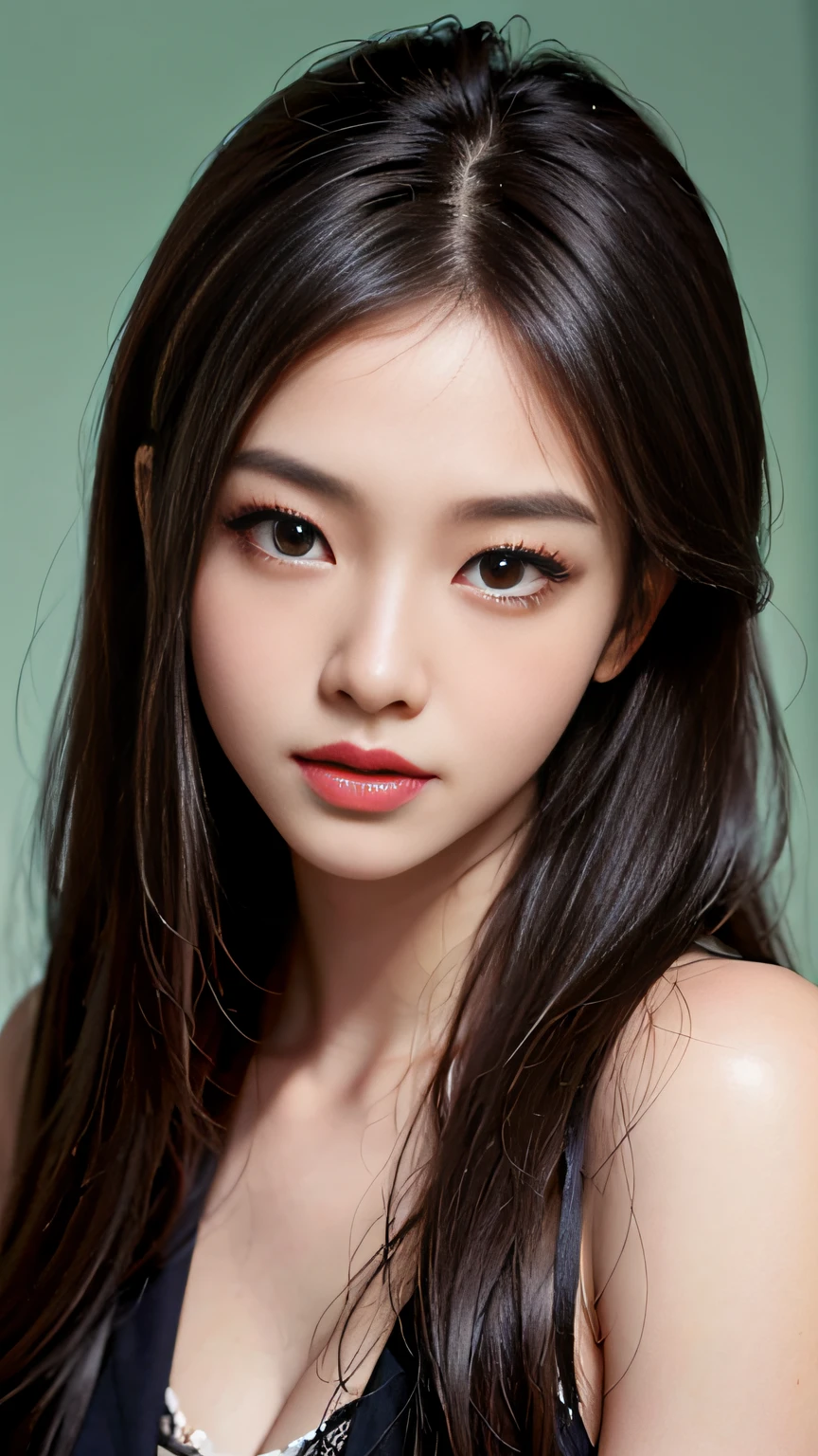 Slender Asian girl, kpop idol, ((school uniform)), ((top quality, 8k, masterpiece: 1.3)), crisp focus: 1.2, beautiful woman with perfect figure: 1.4, ighly detailed face and skin texture, detailed eyes, skinny, beautiful face, symmetrical face, full-length, slightly naked, sexy