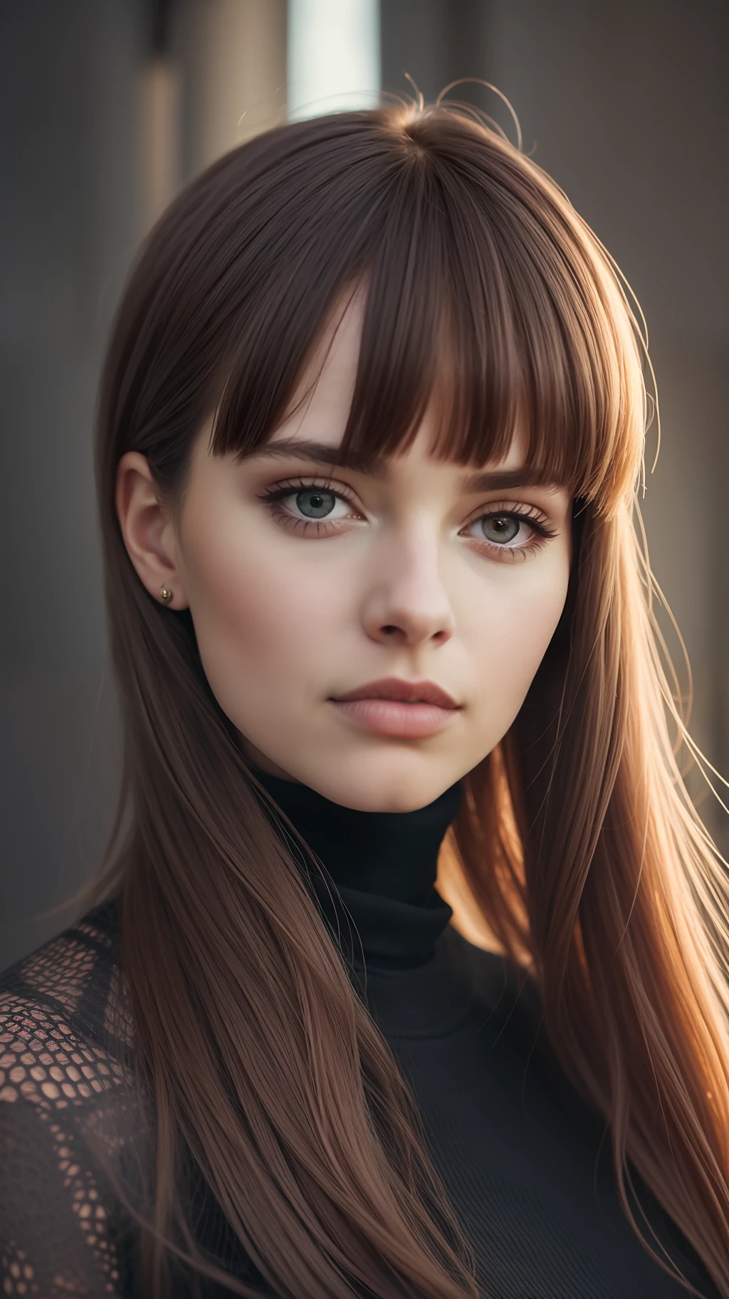 A stunning intricate full color portrait of (sks woman:1), wearing a black turtleneck, epic character composition, by ilya kuvshinov, alessio albi, nina masic, sharp focus, natural lighting, subsurface scattering, f2, 35mm, film grain,