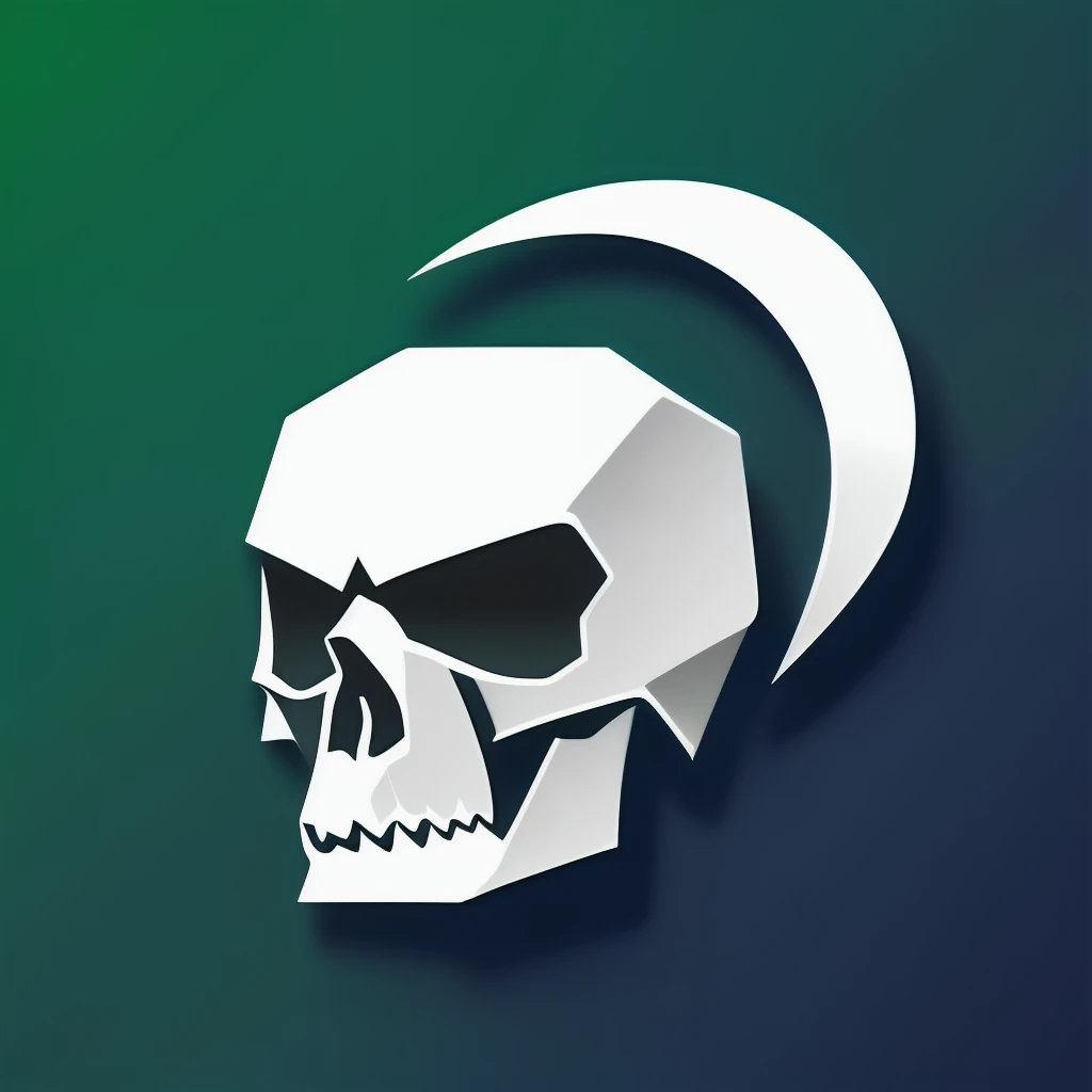 logo, vector, logo design, vector, simple, flat, icon, minimalism, white background, A skull with Metallic Colors in the Origami style
