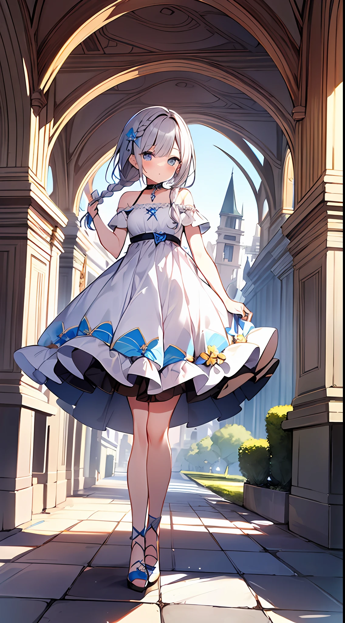 (incredibly absurdres absolutely resolution: 1.5), highest quality, masterpiece, ultra high resolution, 8k, (multiple girls), (gorgeous dresses with many gorgeous and colorful decorations) BREAK shoujo manga style, (li), soft line drawing, digital enhancement, shojo manga touch, environmental change scenes, shojo manga core, ( Hair length to the shoulders))), (((short braid))), ancient capital of the West, full body visible angle, entangle, beautiful and aesthetic: 1.5, High quality: 1.3