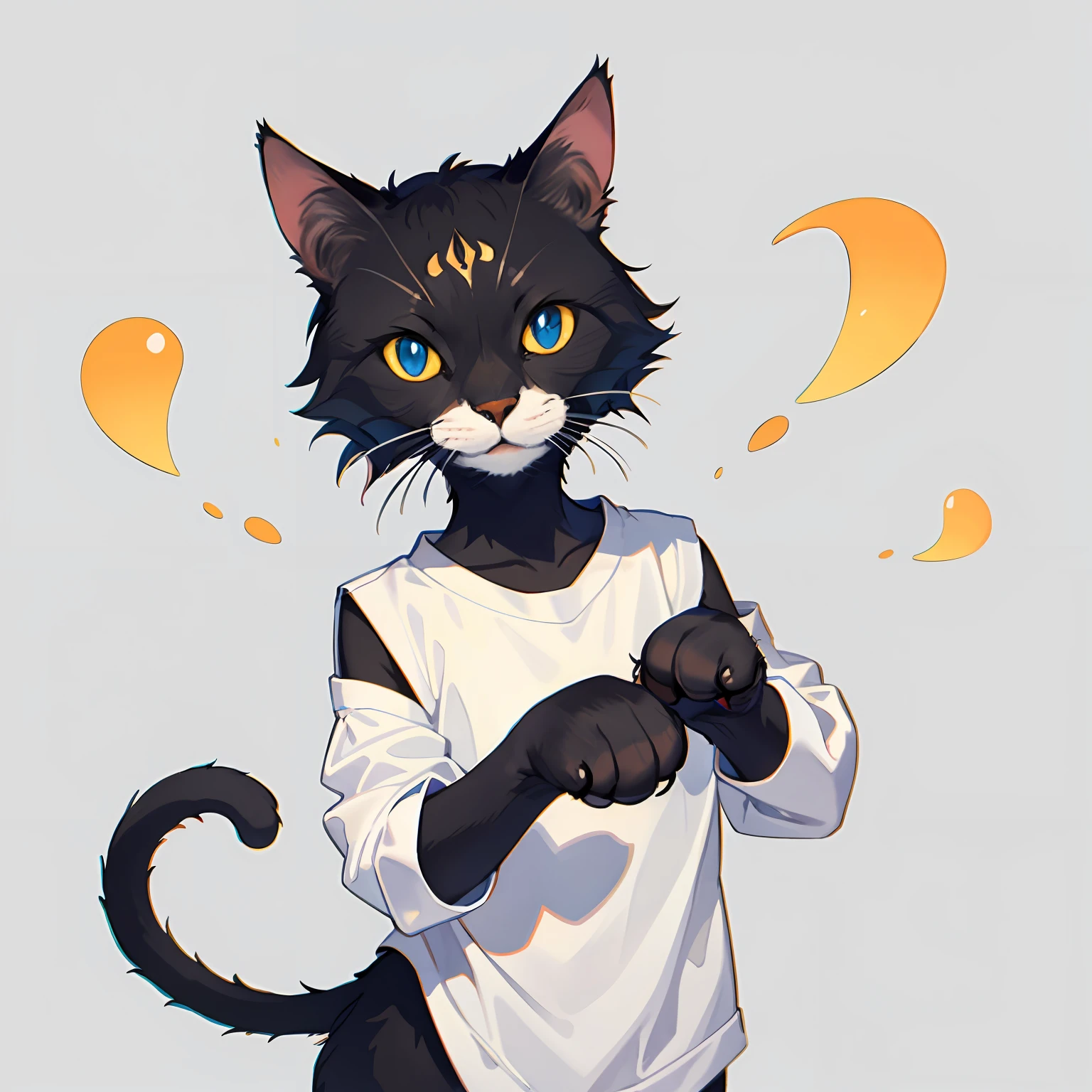 1cat, hands folded, anthropomorphic, wish, simple background