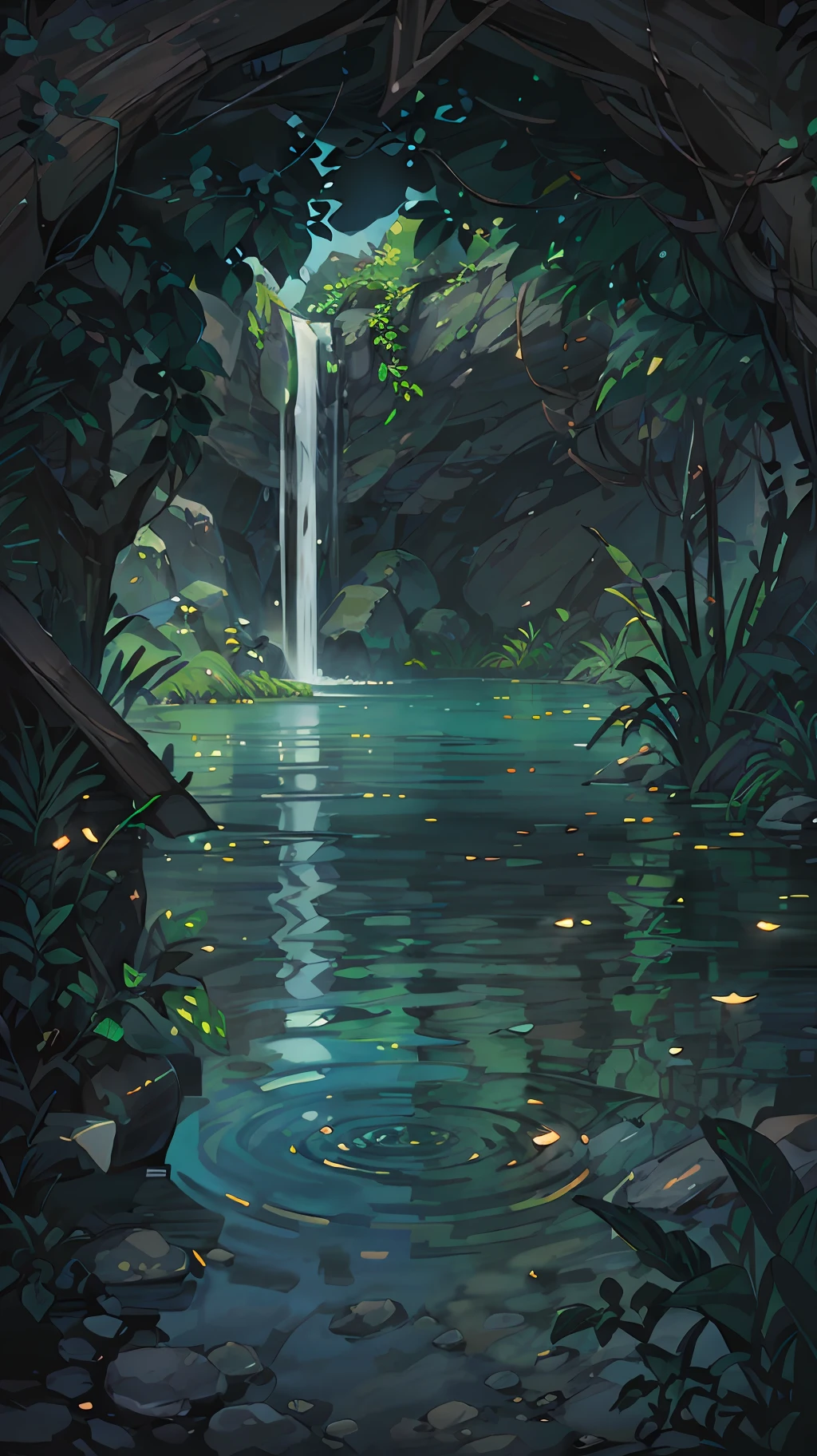 Chinese ancient times, spring, jungle, lake, cave, waterfall, tree, meadow, rock, deer, hot spring, water vapor, (illustration: 1.0), epic composition, realistic lighting, HD details, masterpiece, best quality, (very detailed CG unified 8k wallpaper) --auto