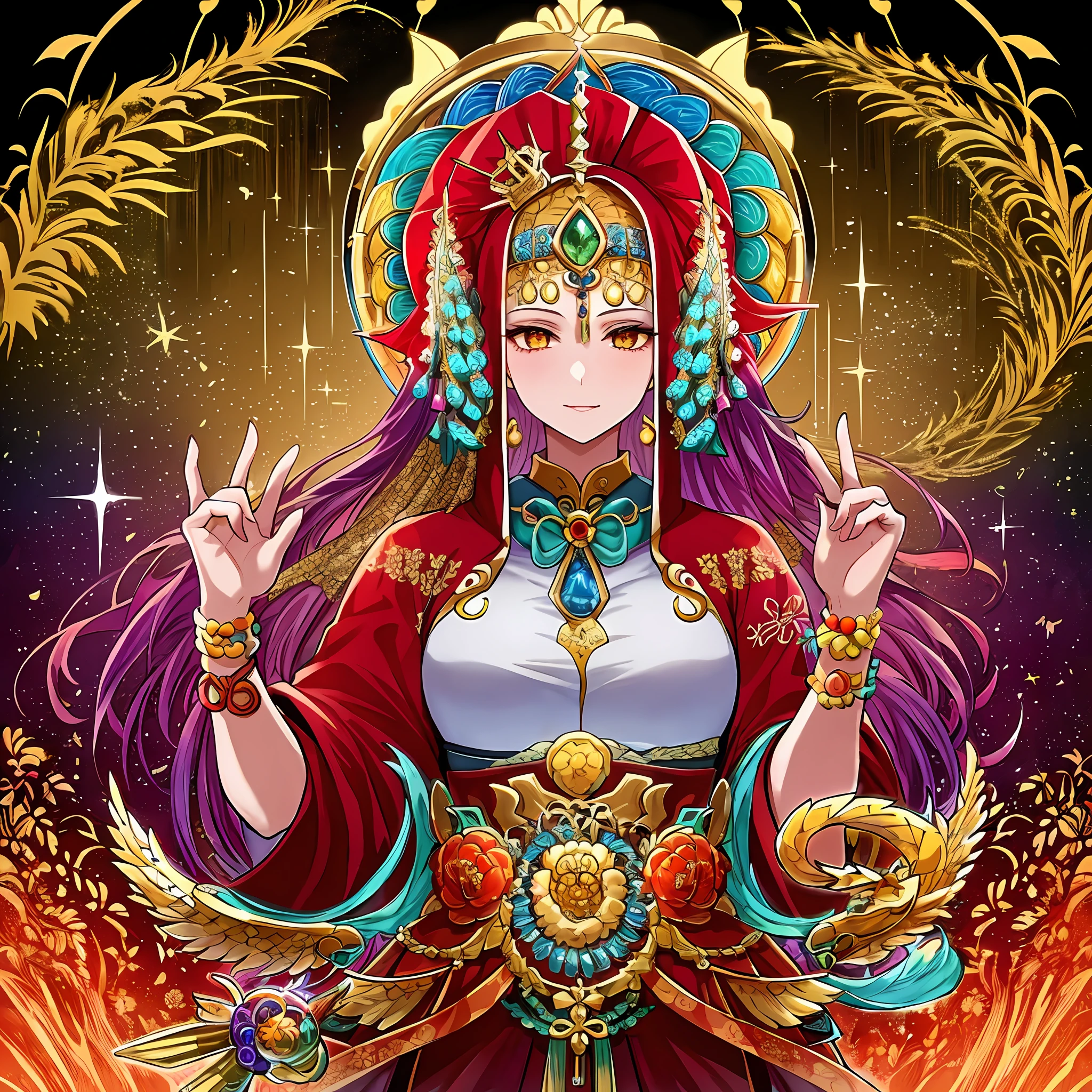 (Masterpiece, Top Quality, Best Quality, Official Art, Beautiful and Aesthetic: 1.2), (1 Girl: 1.3), Very Detailed, (Fractal Art: 1.2), Colorful, Best Detailed, (Zentangle: 1.2), (Dynamic Pose), (Abstract Background: 1.5), (Shiny Skin), (Many colors: 1.4), Upper Body, Bewitching, Mandala, Chakra, Benzaiten, Dressed as a Priestess, Ryujin, dragon flies, universe, realistic Japan woman, precision human, crystal clear skin, glamorous