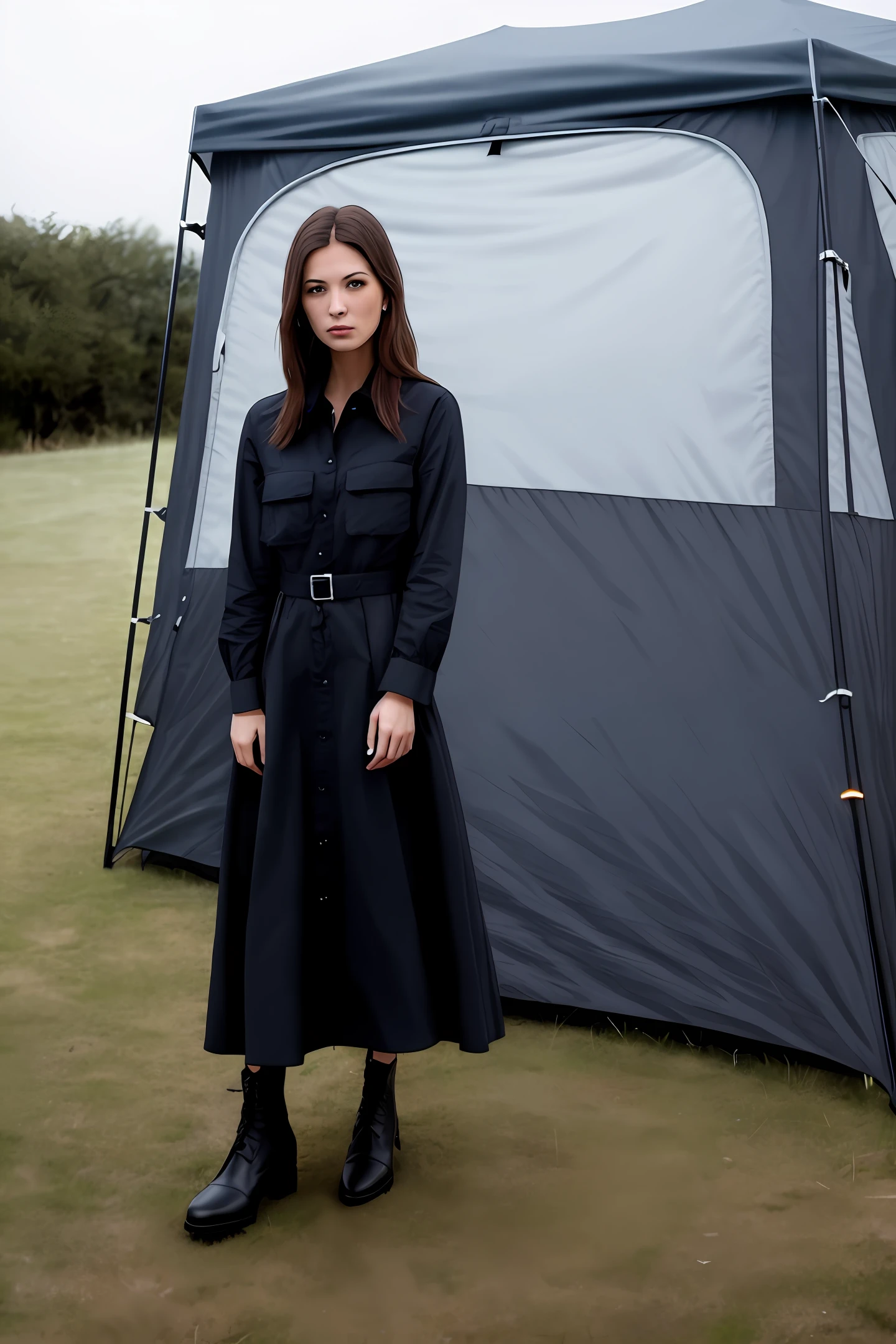 Dark night, next to the tent, should be a killer dressed in black