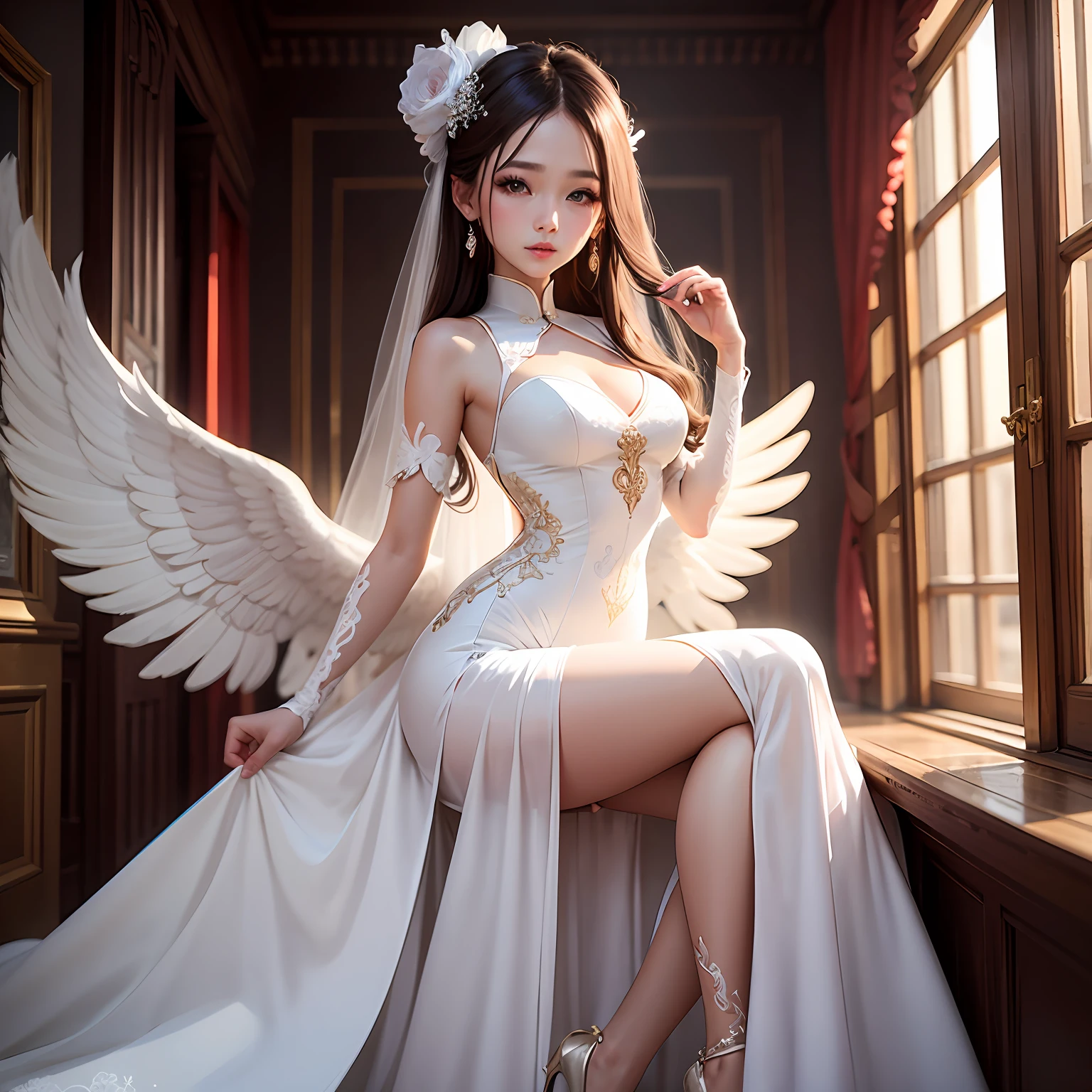 masterpiece, best quality, wedding dress:china dress:0.3, girl, angel, female, --auto