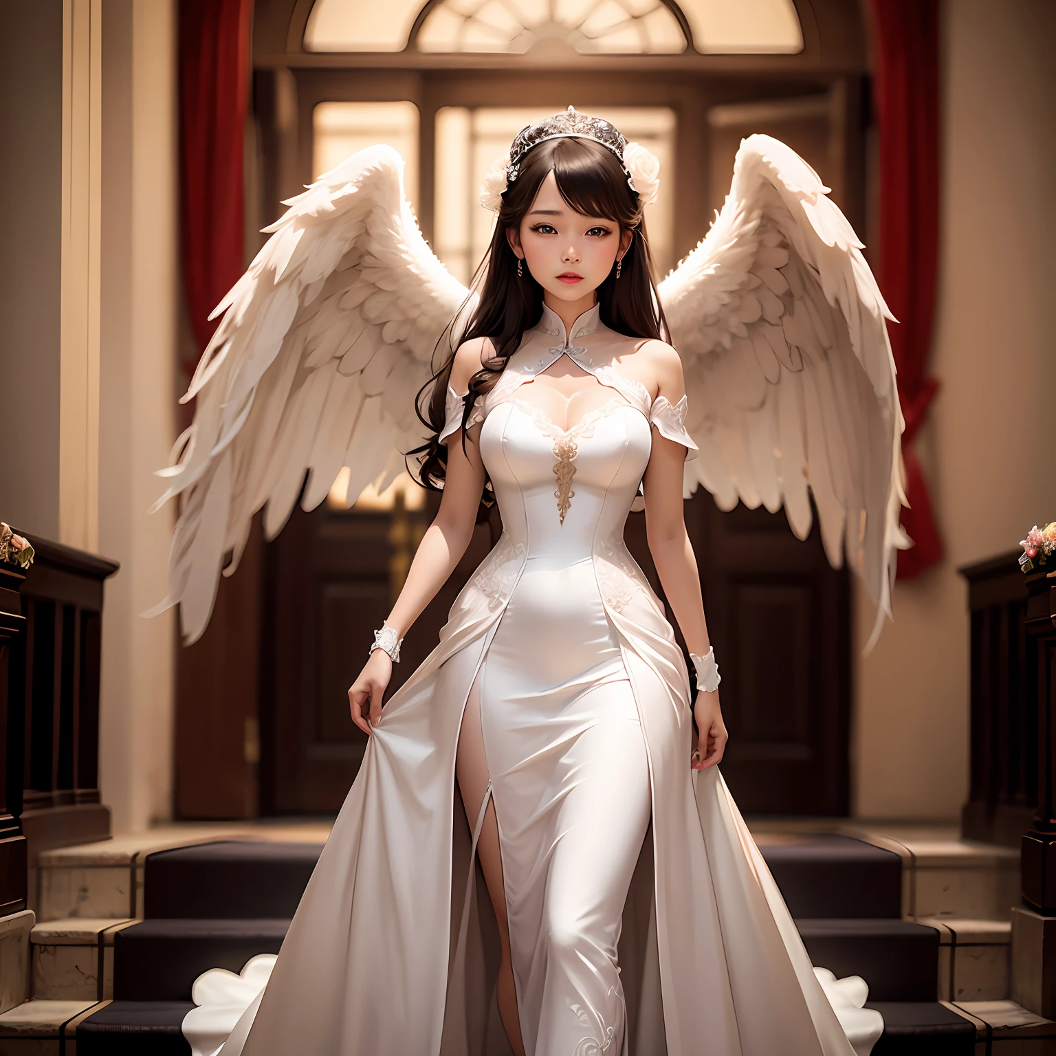 masterpiece, best quality, wedding dress:china dress:0.3, girl, angel, female, --auto