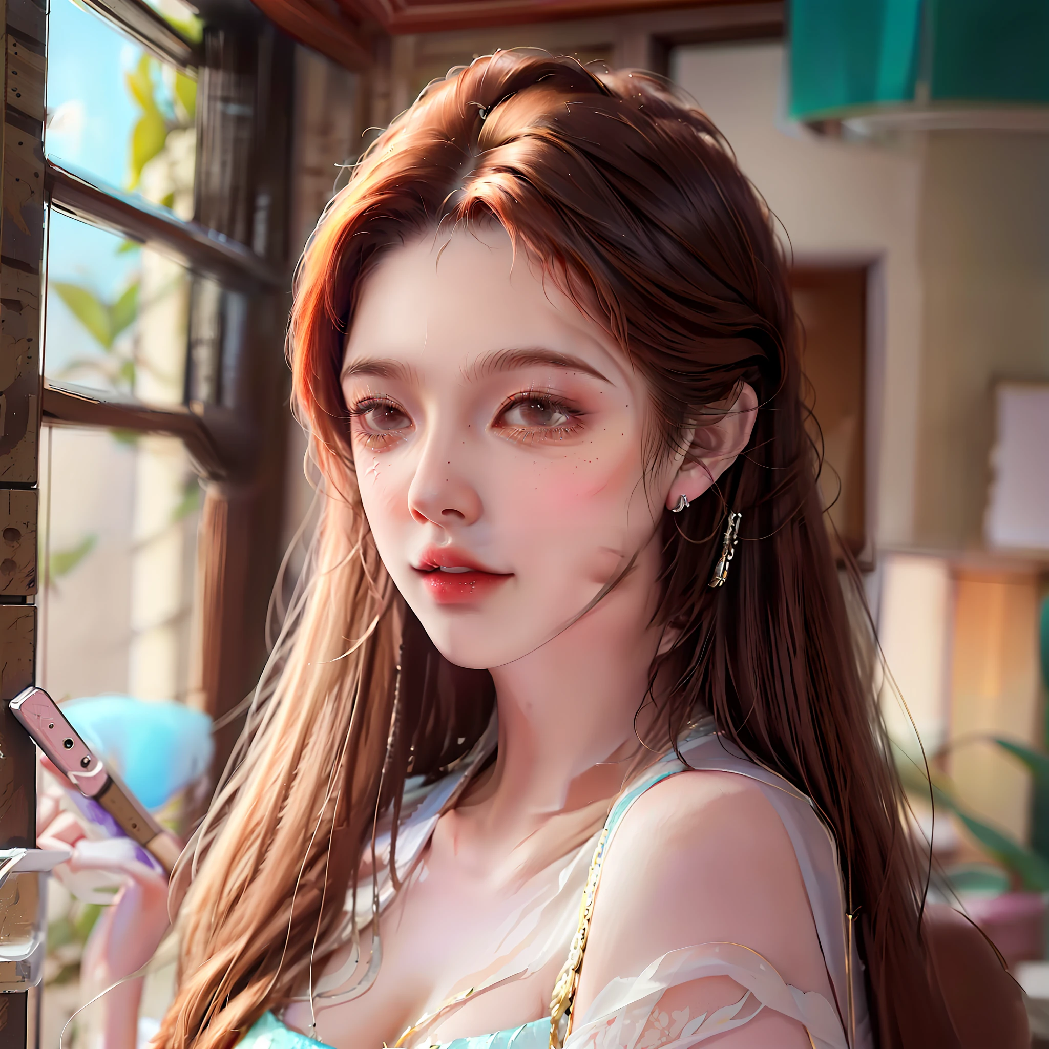8K, Best Quality, Masterpiece, Ultra High Resolution, (Realism: 1.4), Original Photo, (Realistic Skin Texture: 1.3), (Film Grain: 1.3), (Selfie Angle)