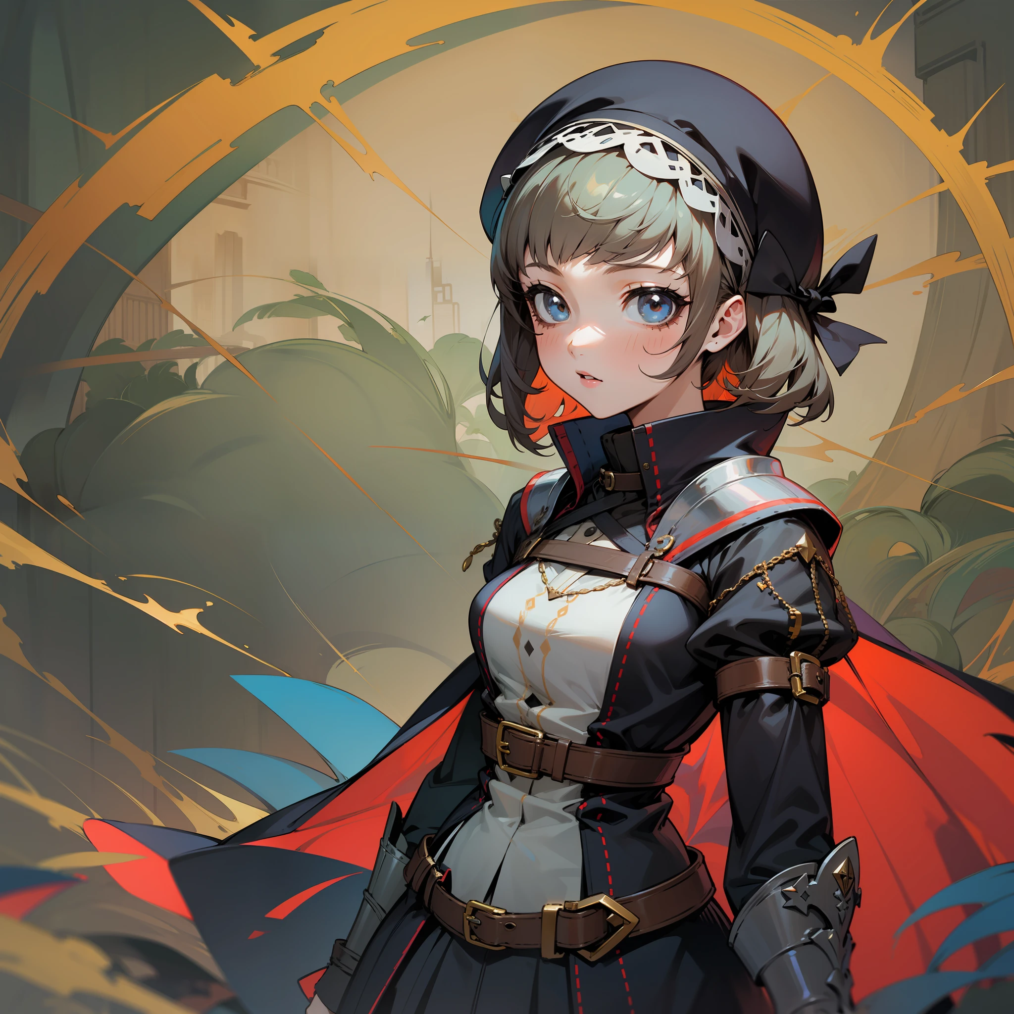 medieval Europe, persona 4 style, 1 girl, loli