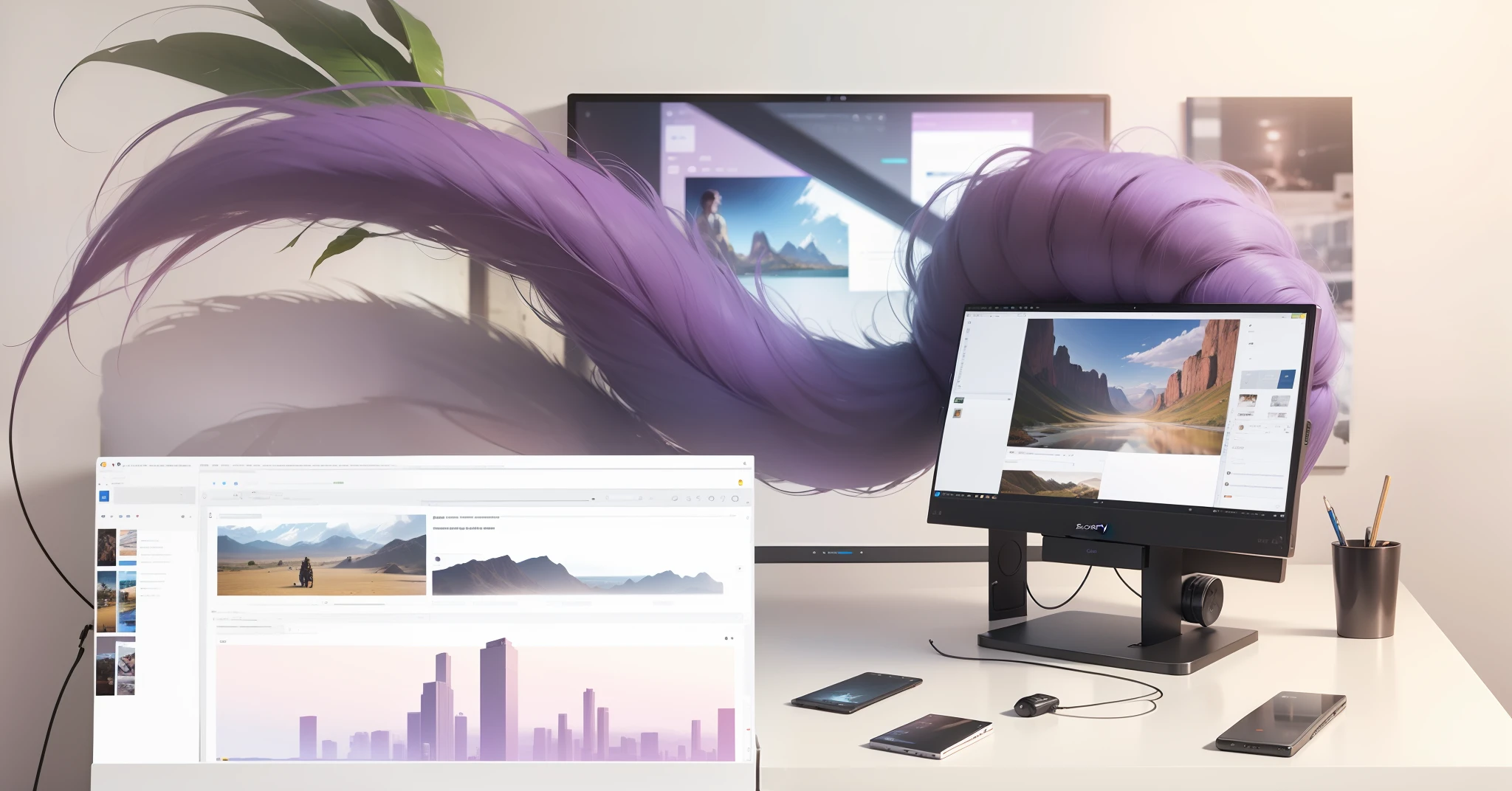 Create image, look like realistic 8k hdr image, 14k sony. Purple color only, Creative image, more Creative realistic