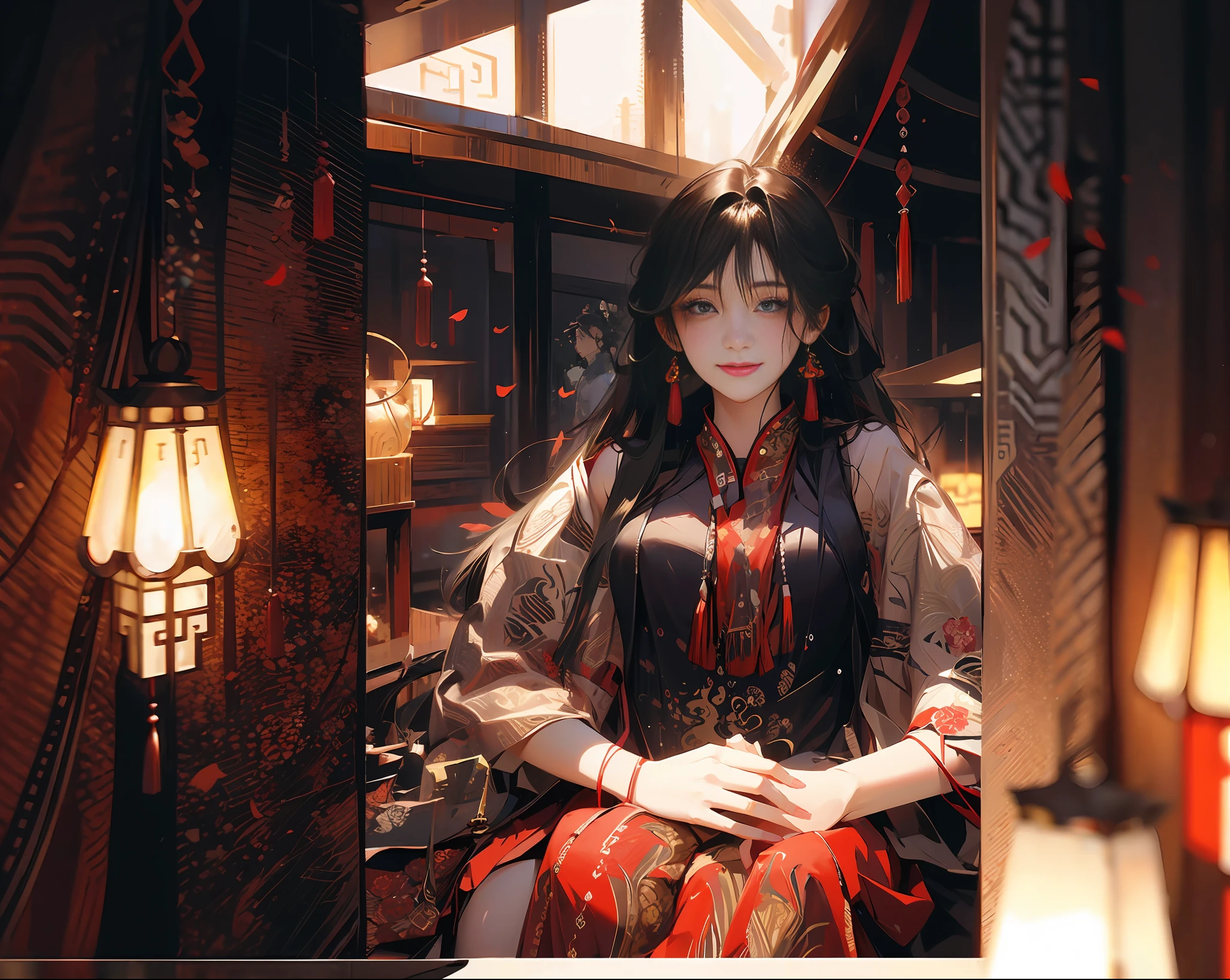 Aalfi woman sitting on bed in red dress, traditional beauty, inspired by Du Qiong, with ancient Chinese costume, wearing red Xiuhe dress, Chinese style, bride, ghost groom, Chinese girl, low quality video, Ruan cute vtuber, Ao Dai, Lalisa Manobal, gorgeous Chinese model, videography